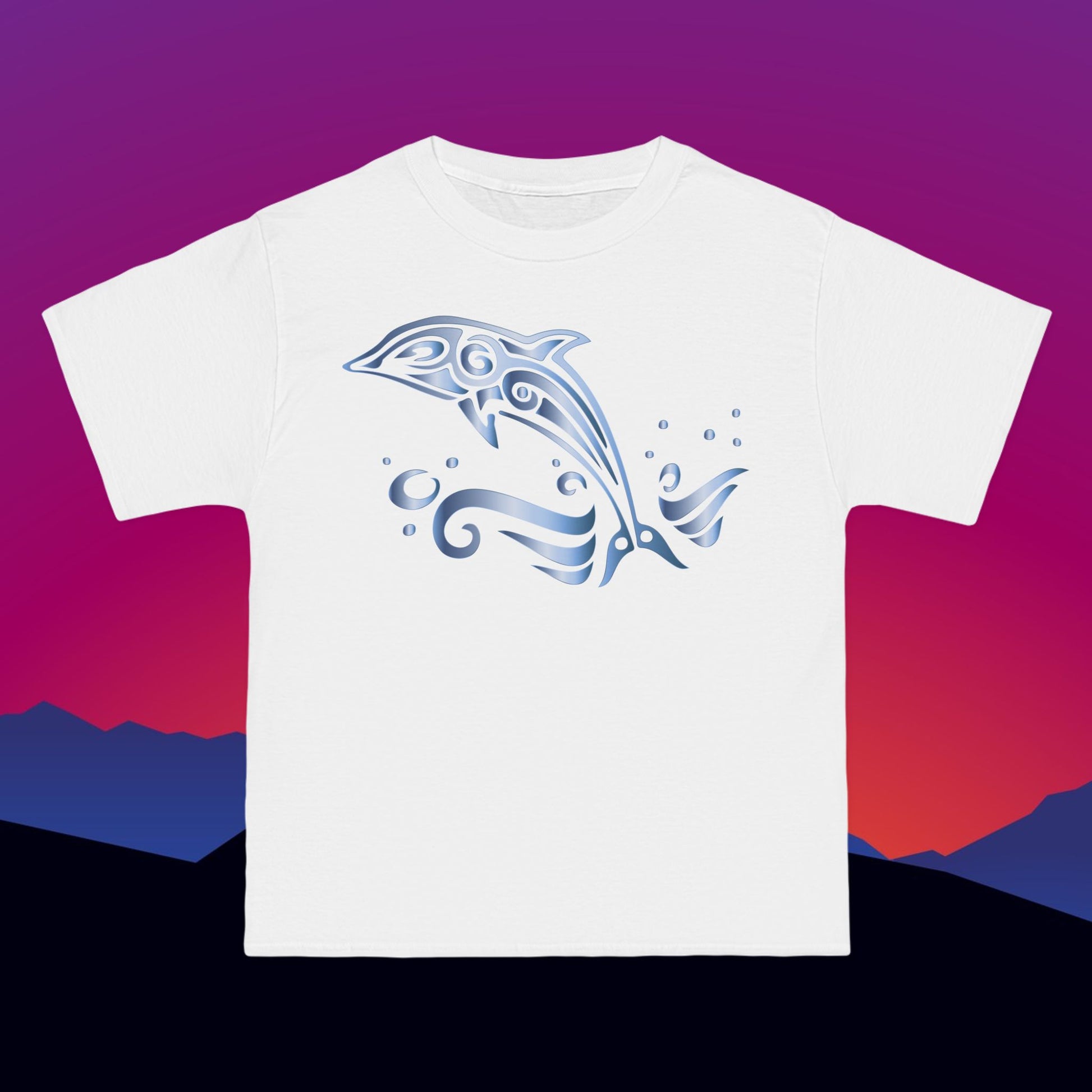 Dolphin T-Shirt: (Hanes Beefy-T 100% Preshrunk Cotton Custom Printed by TheGlassyLass.com