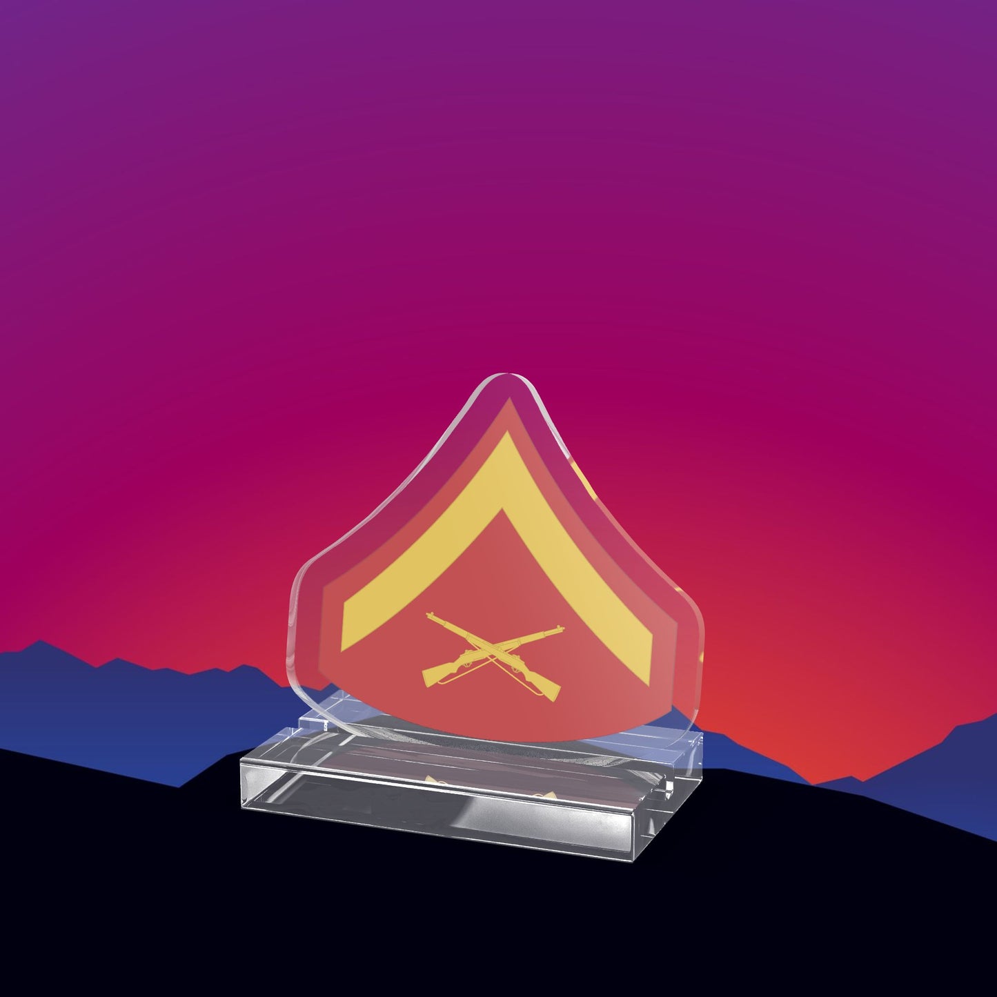 USMC Lance Corporal (E-3) Stripes Acrylic Standee by TheGlassyLass.com