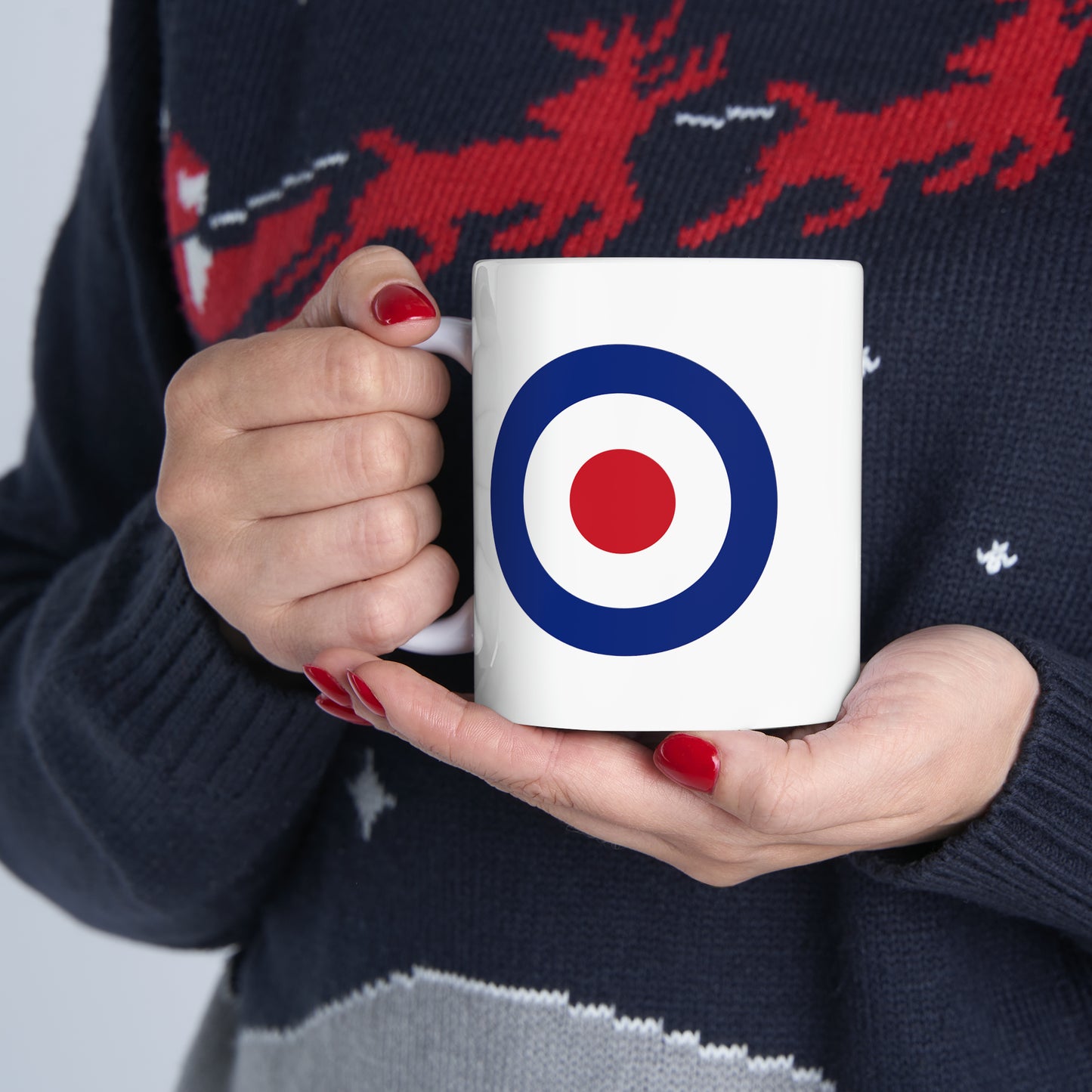 RAF Royal Air Force Roundel Coffee Mug - Double Sided White Ceramic 11oz - By TheGlassyLass.com