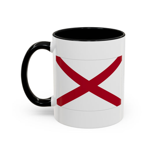 Alabama State Flag - Double Sided Black Accent White Ceramic Coffee Mug 11oz by TheGlassyLass.com