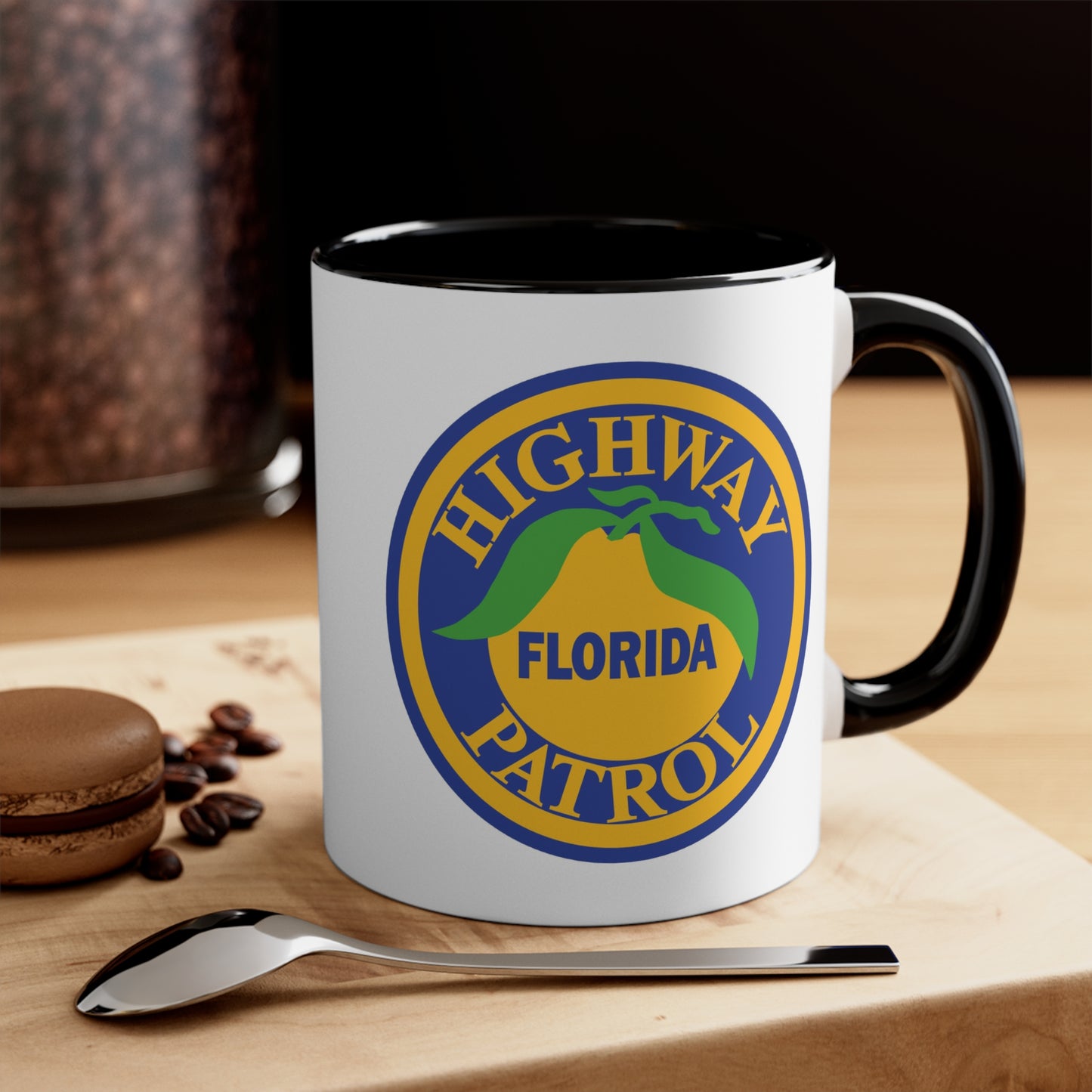 Florida Highway Patrol Coffee Mug - Double Sided Black Accent White Ceramic 11oz by TheGlassyLass.com