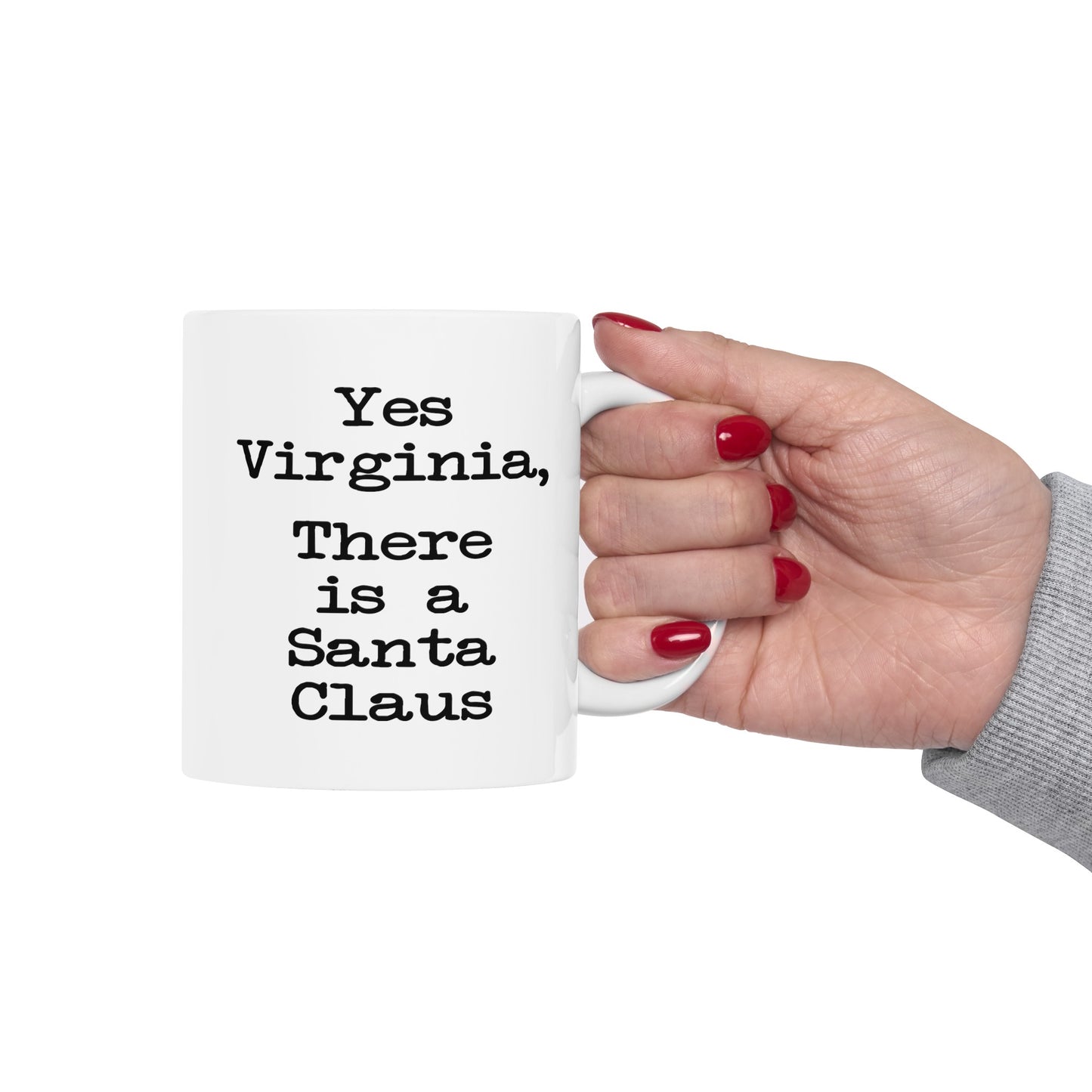 Yes Virginia Coffee Mug - Double Sided White Ceramic 11oz by TheGlassyLass.com