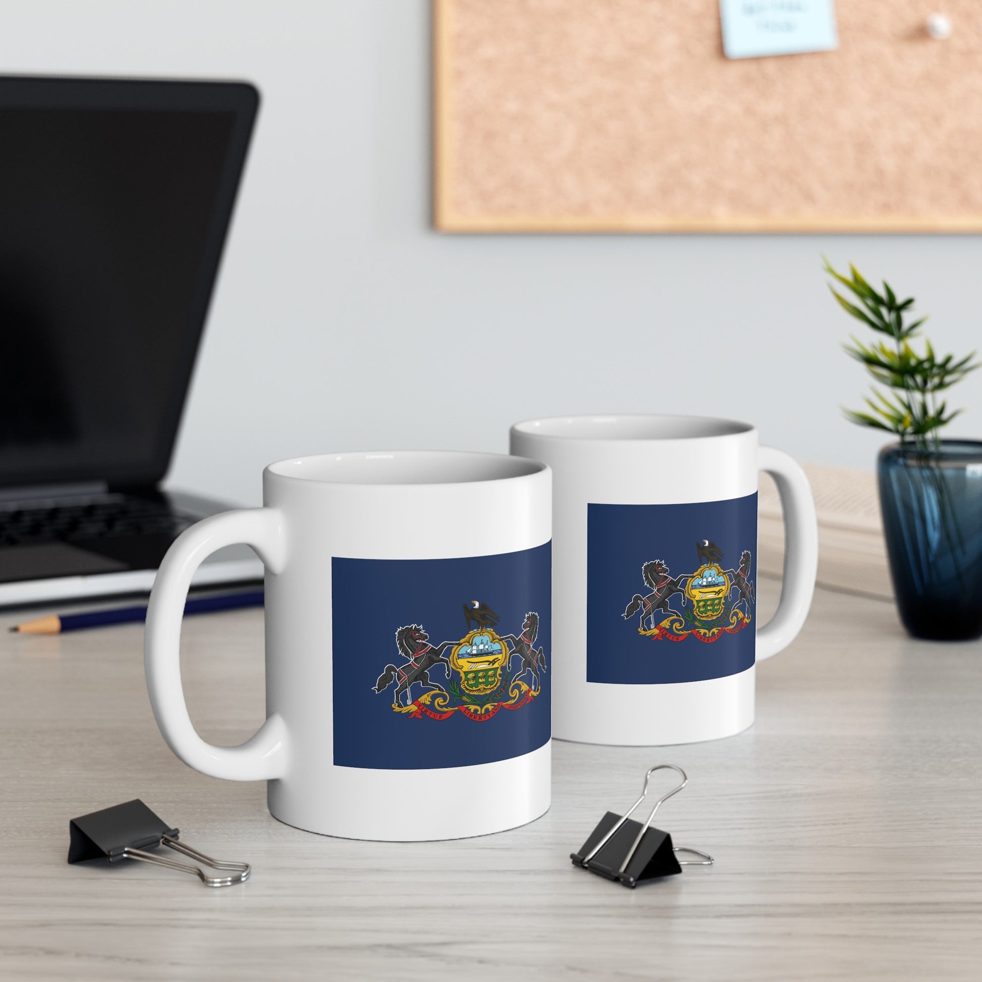 Commonwealth of Pennsylvania State Flag - Double Sided White Ceramic Coffee Mug 11oz by TheGlassyLass.com