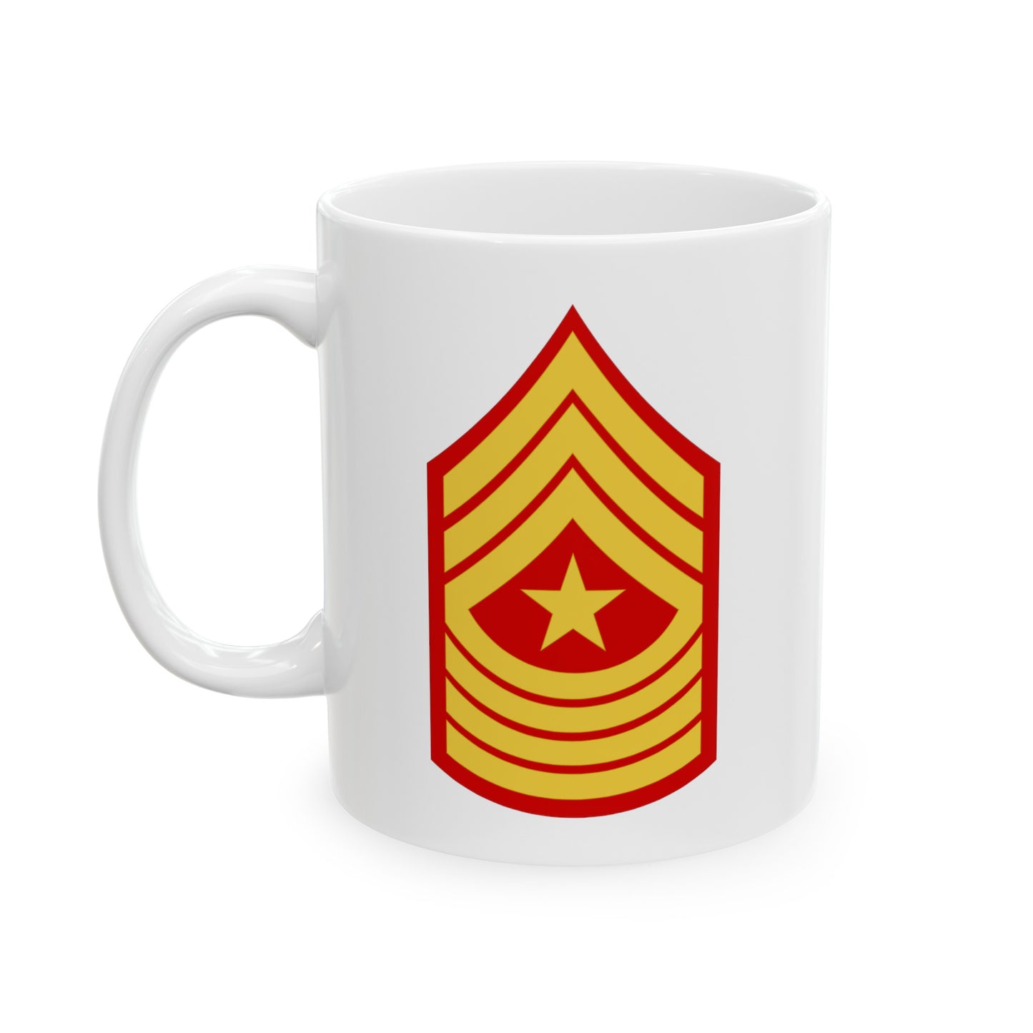 United States Marine Corps Sergeant Major (E-9) Chevron Coffee Mug - Double Sided White Ceramic 11oz - by TheGlassyLass.com