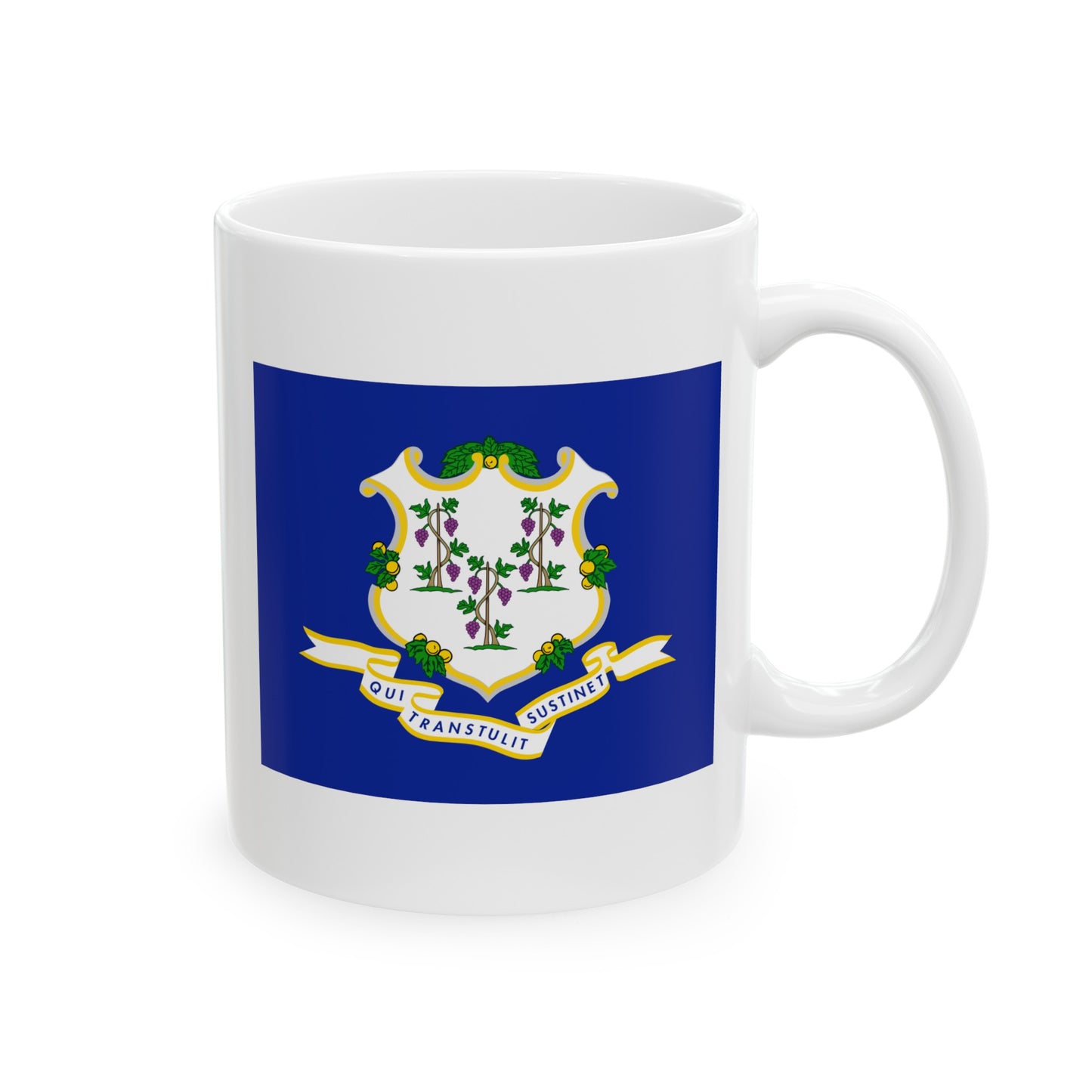 Connecticut State Flag - Double Sided White Ceramic Coffee Mug 11oz by TheGlassyLass.com