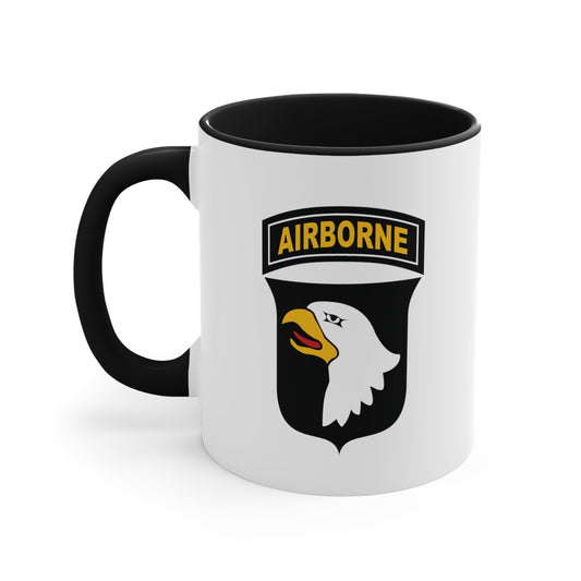 US Army Airborne Coffee Mugs - Double Sided Black Accent White Ceramic 11oz by TheGlassyLass