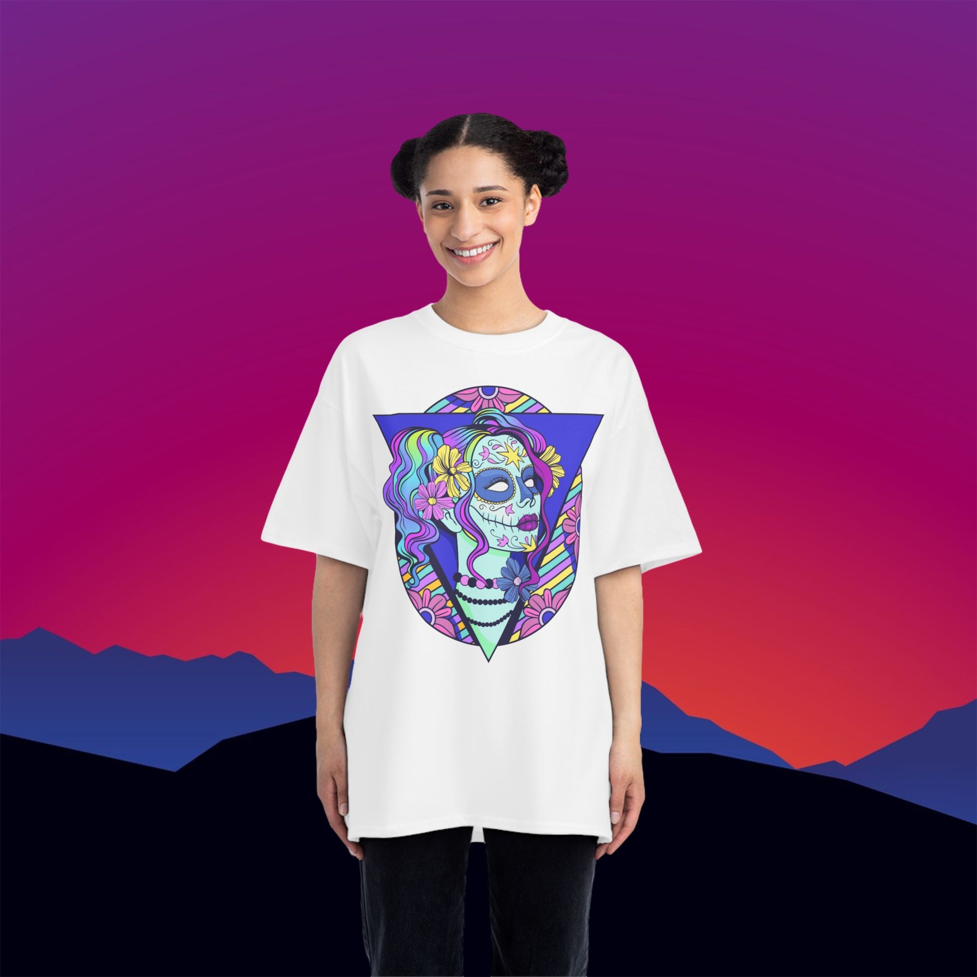 Sugar Skull T-Shirt: (Hanes Beefy-T 100% Preshrunk Cotton) Custom Printed by TheGlassyLass.com