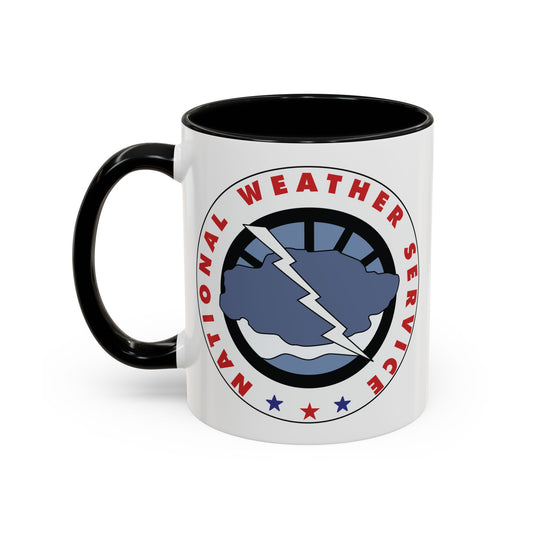 National Weather Service Coffee Mug - Double Sided Print, Black Accent White Ceramic, 11oz by TheGlassyLass.com