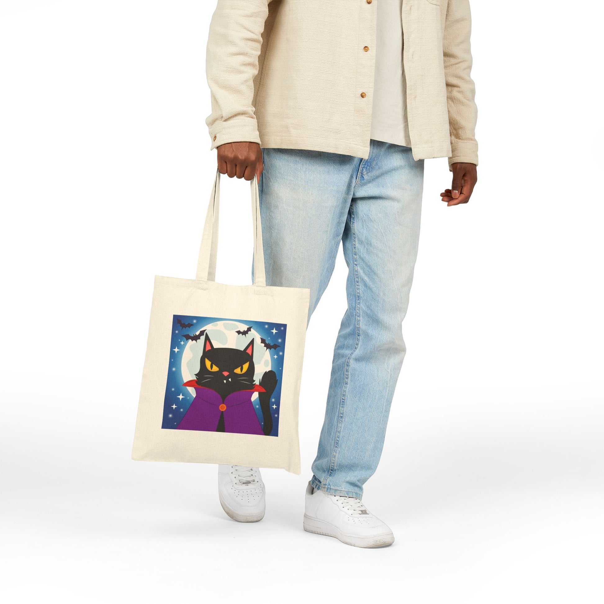 Feline Overlord Haunted Halloween Trick or Treat Tote Bag - Heavyweight 100% Cotton Canvas by TheGlassyLass.com