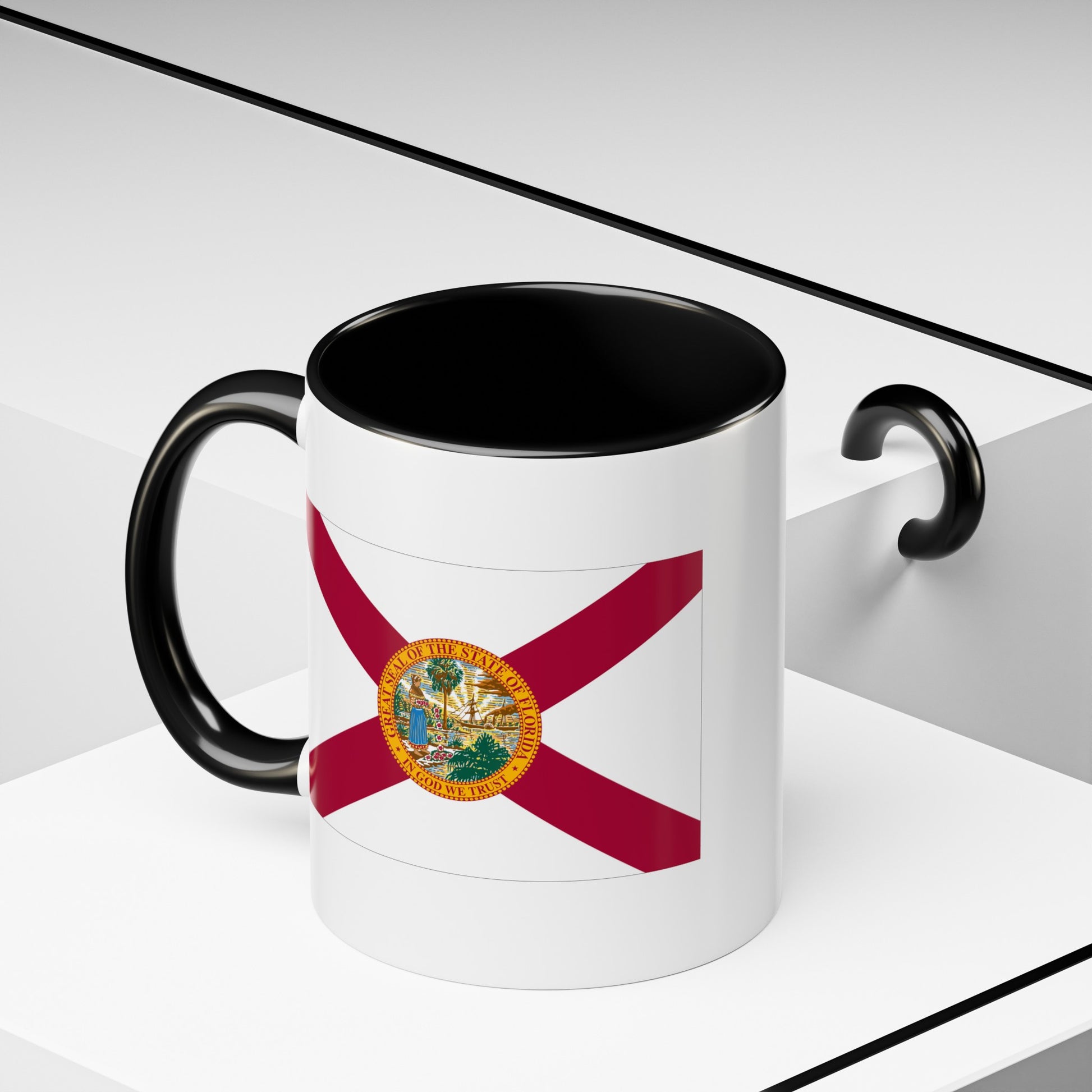 Florida State Flag - Double Sided Black Accent White Ceramic Coffee Mug 11oz by TheGlassyLass.com