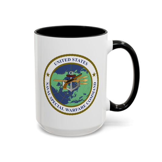 United States Naval Special Warfare Command Coffee Mug - Double Sided Black Accent White Ceramic 15oz by TheGlassyLass.com