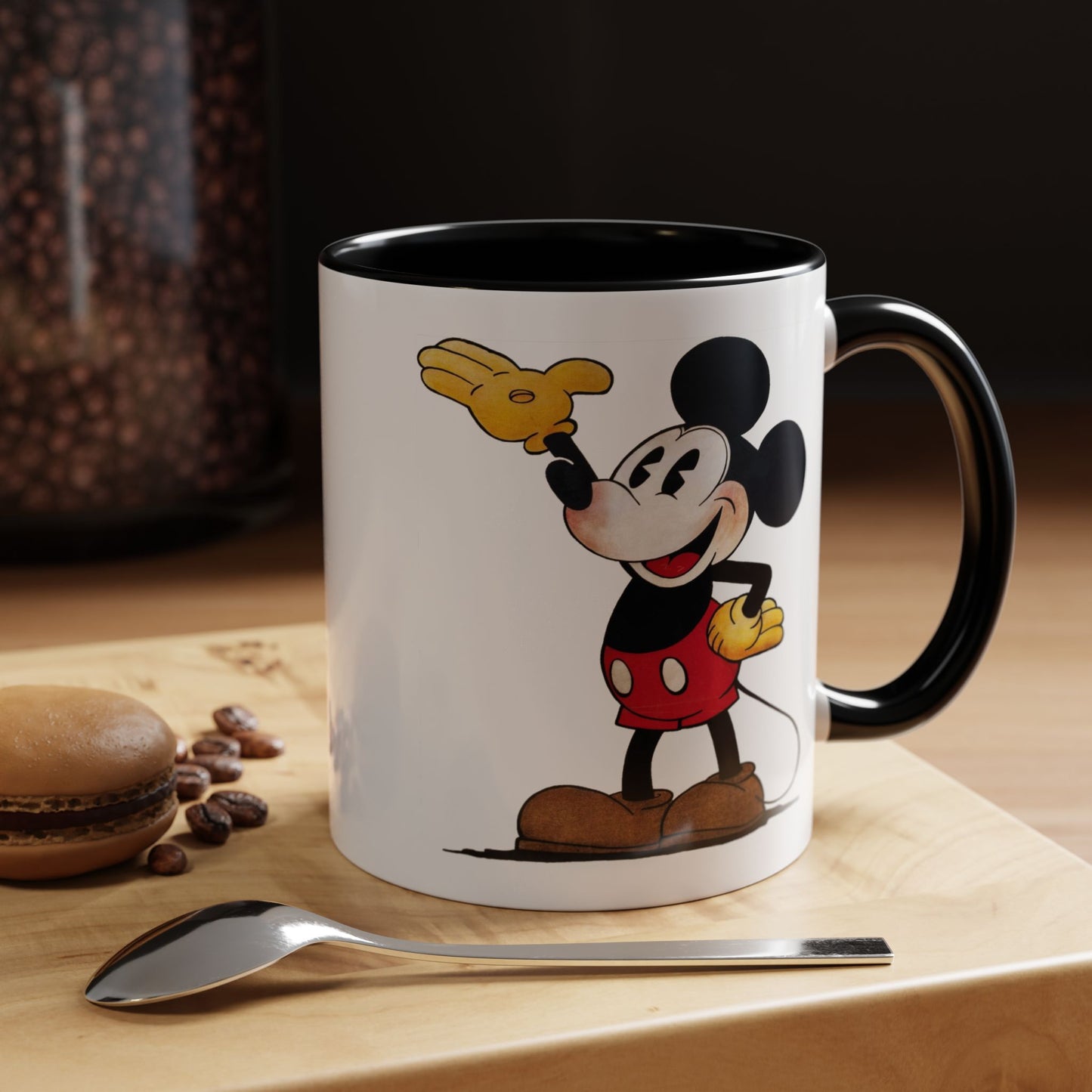 Original Mickey Mouse Coffee Mug - Double Sided Black Accent White Ceramic 11oz by TheGlassyLass.com