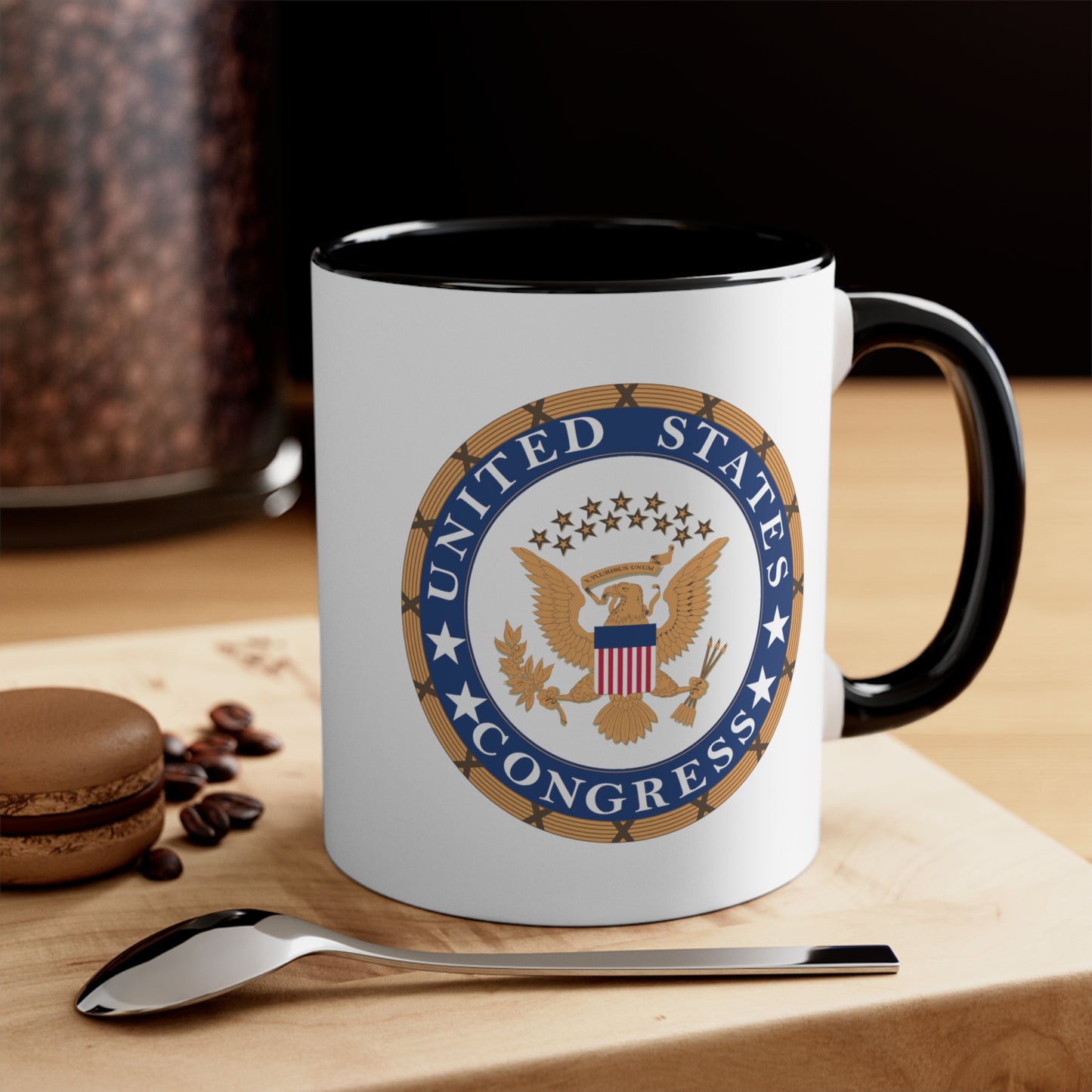 United States Congress Coffee Mug - Double Sided Black Accent White Ceramic 11oz by TheGlassyLass.com