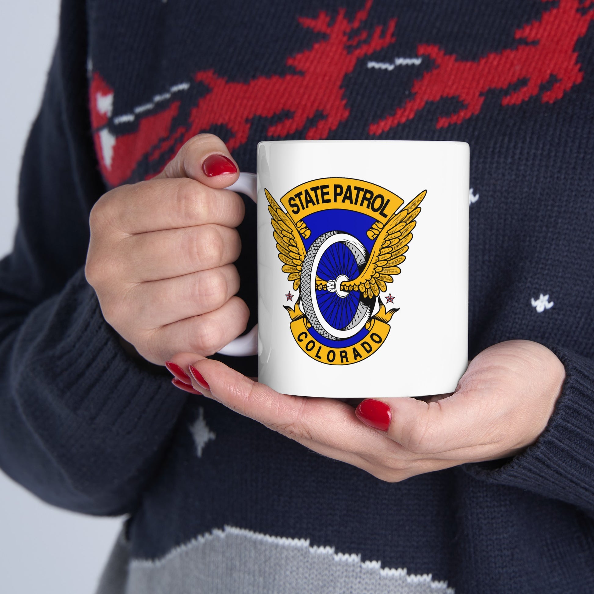 Colorado State Patrol Coffee Mug - Double Sided White Ceramic 11oz by TheGlassyLass.com