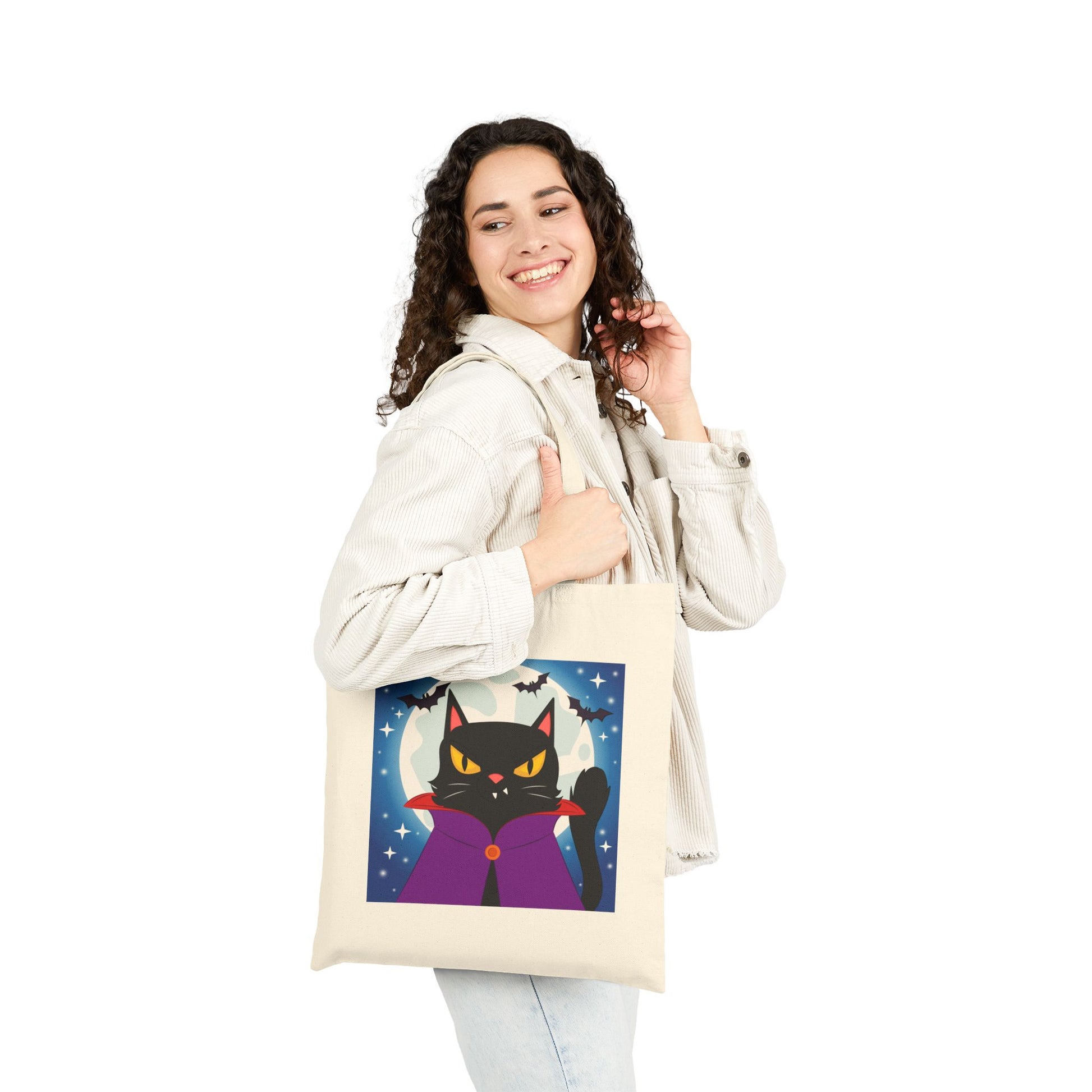 Feline Overlord Haunted Halloween Trick or Treat Tote Bag - Heavyweight 100% Cotton Canvas by TheGlassyLass.com