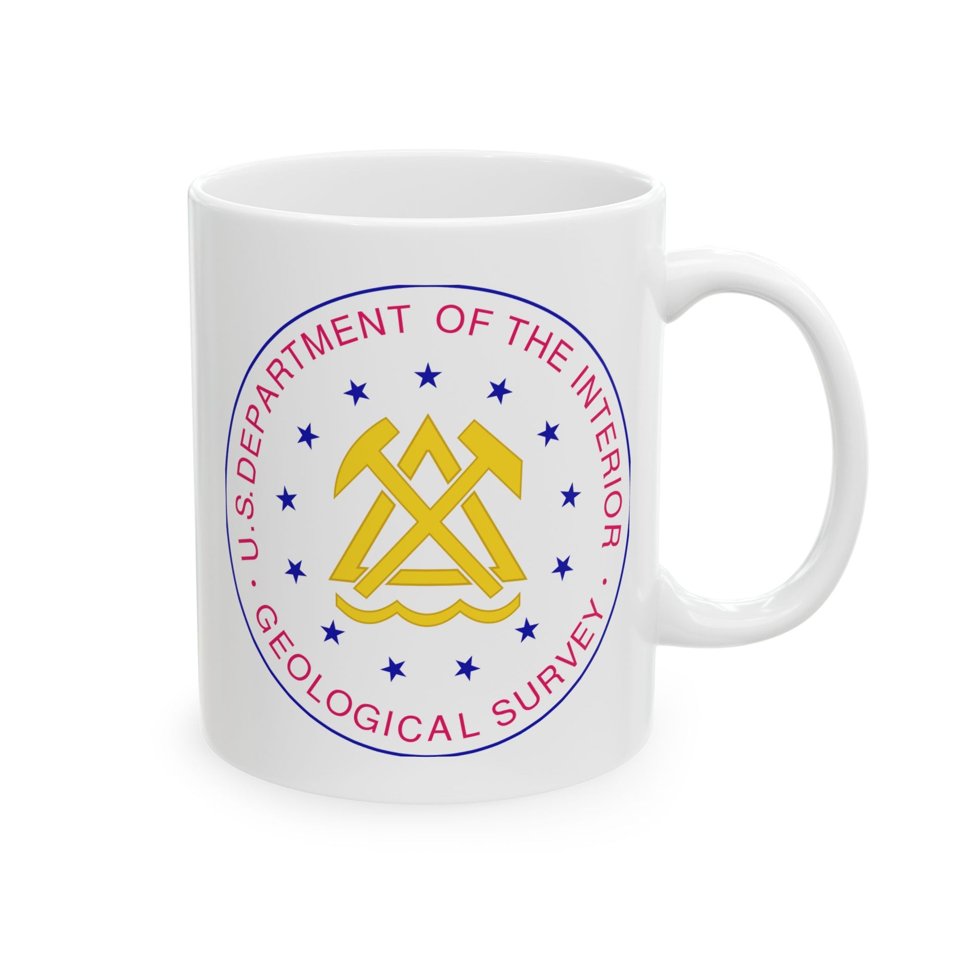 US Department of the Interior Geological Survey Coffee Mug - Double Sided Print, White Ceramic, 11oz by TheGlassyLass.com