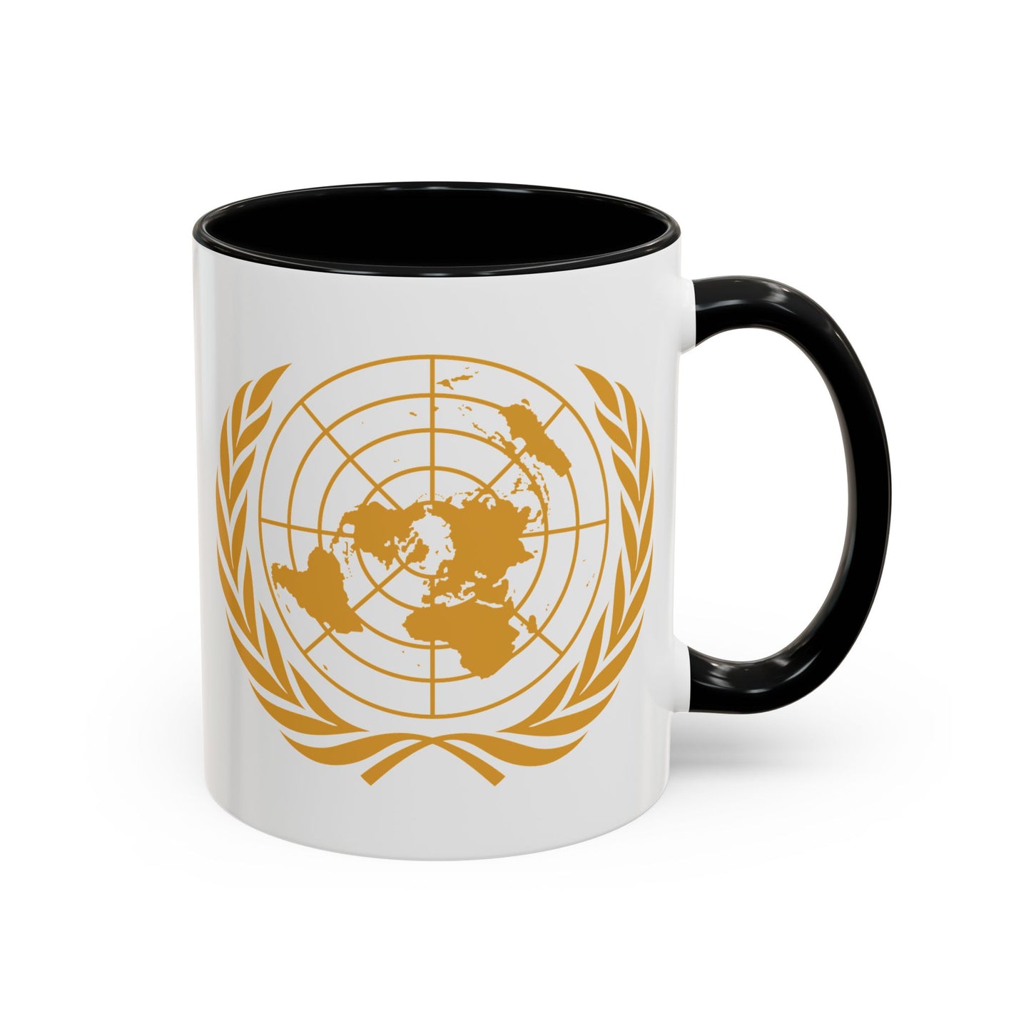 United Nations Seal Coffee Mug - Double Sided Black Accent White Ceramic 11oz by TheGlassyLass
