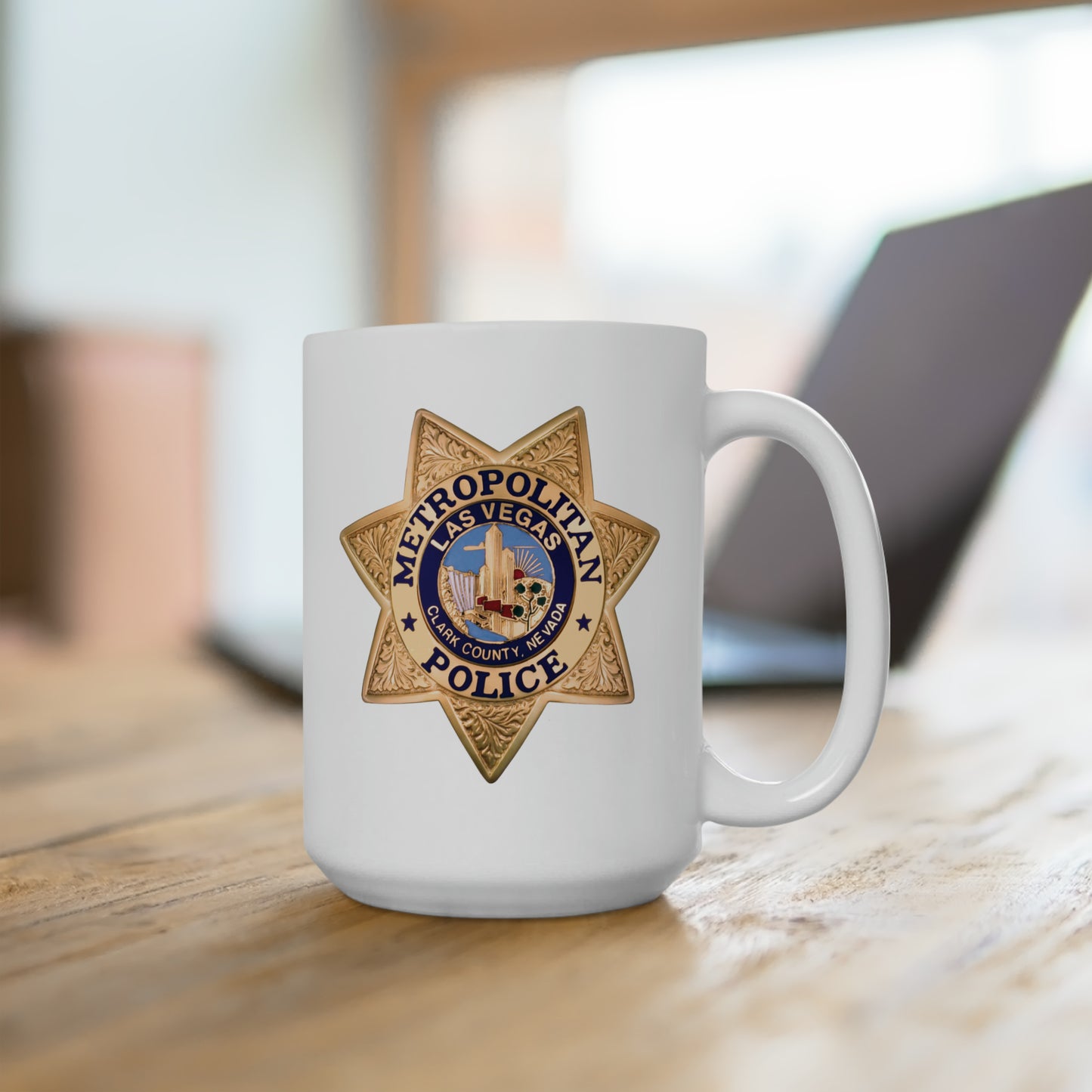 Las Vegas Metro Police Coffee Mug - Double Sided White Ceramic 15oz by TheGlassyLass.com