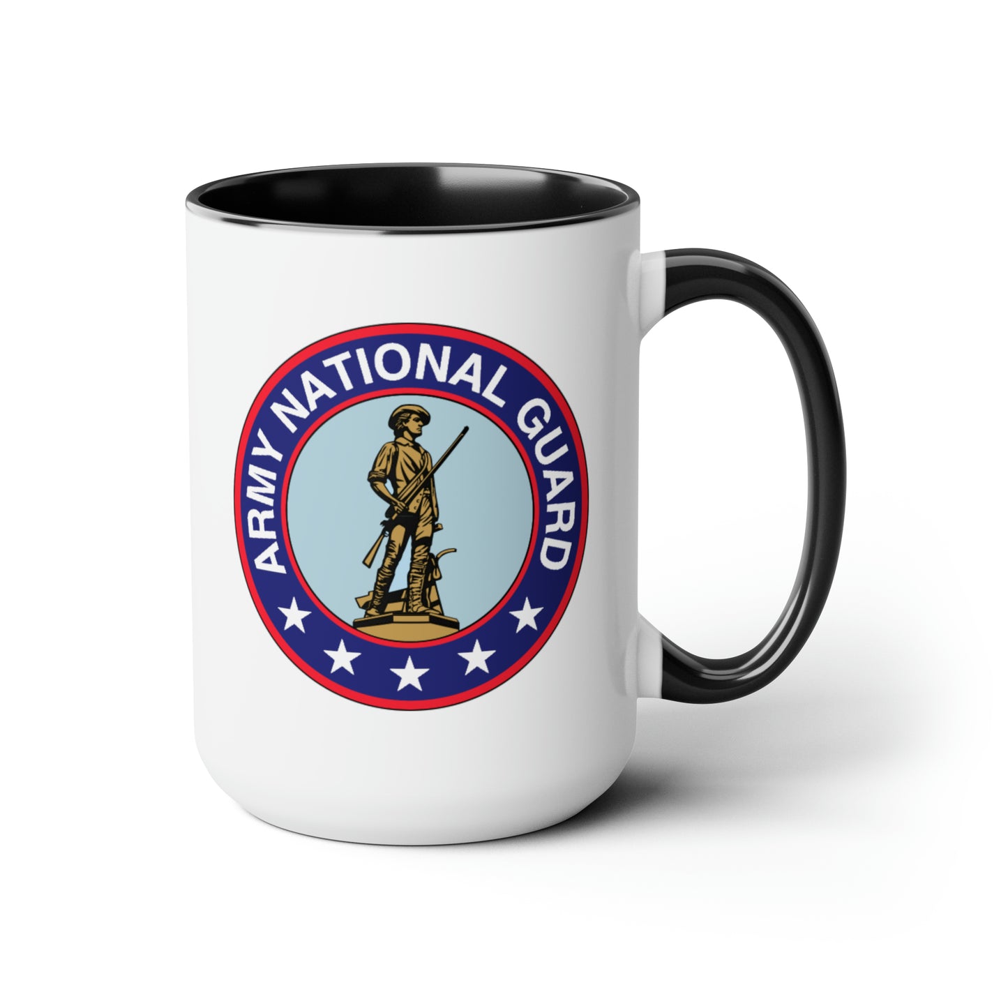 Army National Guard Coffee Mug - Double Sided Black Accent White Ceramic 15oz by TheGlassyLass.com
