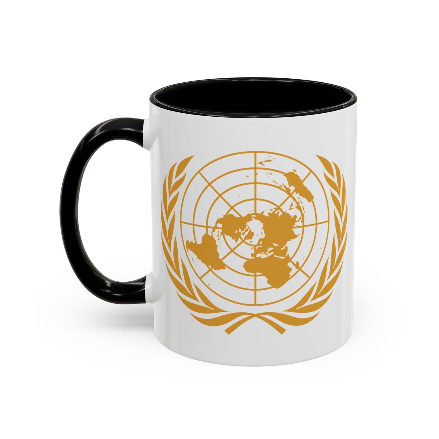 United Nations Seal Coffee Mug - Double Sided Black Accent White Ceramic 11oz by TheGlassyLass