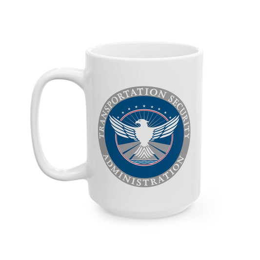 Transportation Security Administration Coffee Mug - Double Sided Print, White Ceramic, 15oz by TheGlassyLass.com