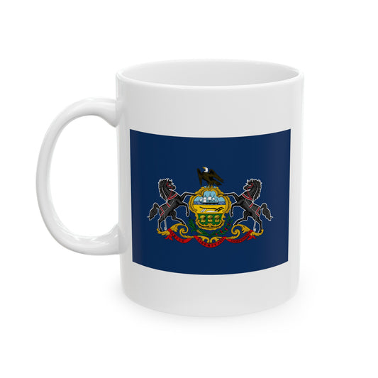 Commonwealth of Pennsylvania State Flag - Double Sided White Ceramic Coffee Mug 11oz by TheGlassyLass.com