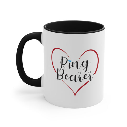 Ring Bearer Cocoa Mug - Double Sided Black Accent Ceramic 11oz by TheGlassyLass.com