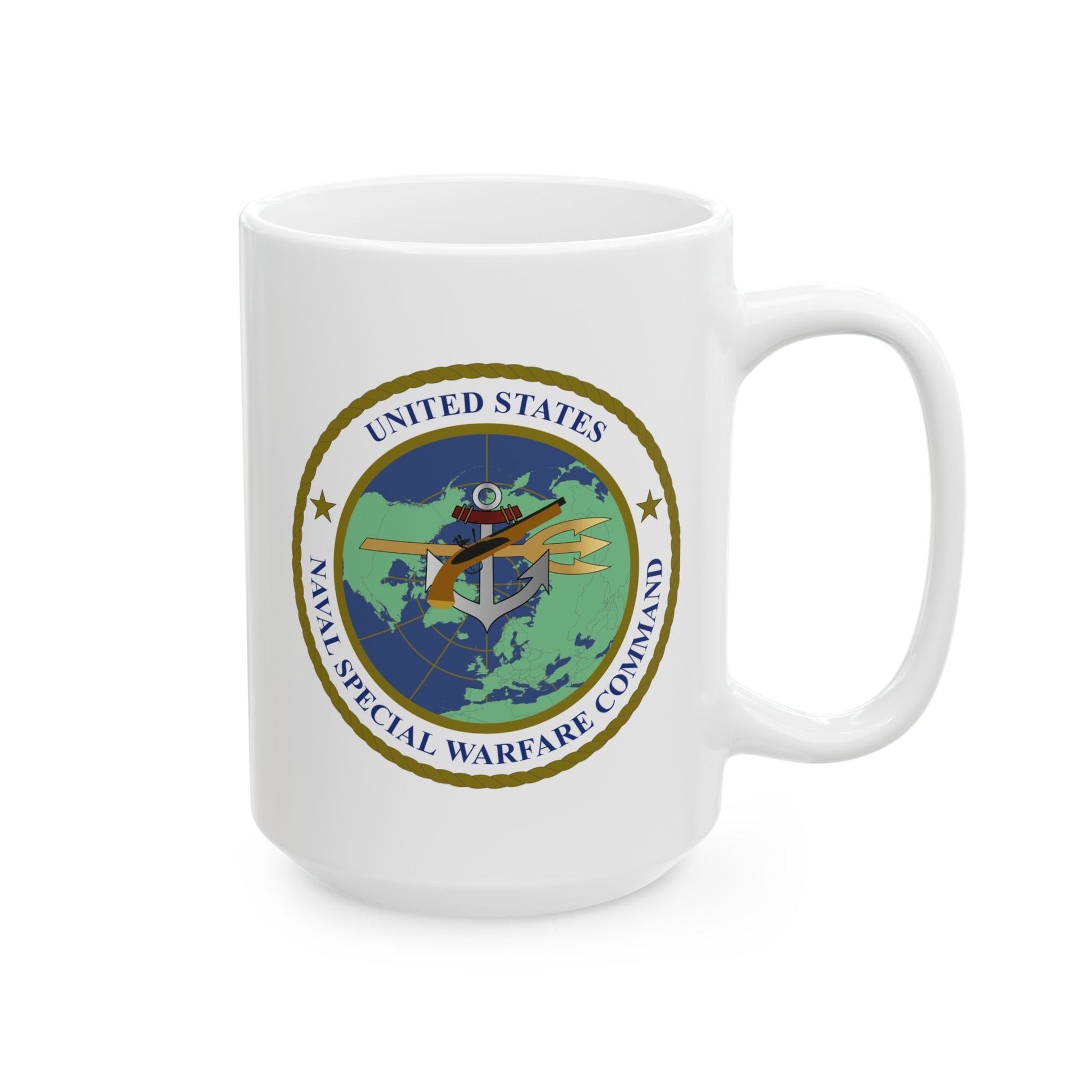 United States Naval Special Warfare Command Coffee Mug - Double Sided White Ceramic 15oz by TheGlassyLass.com