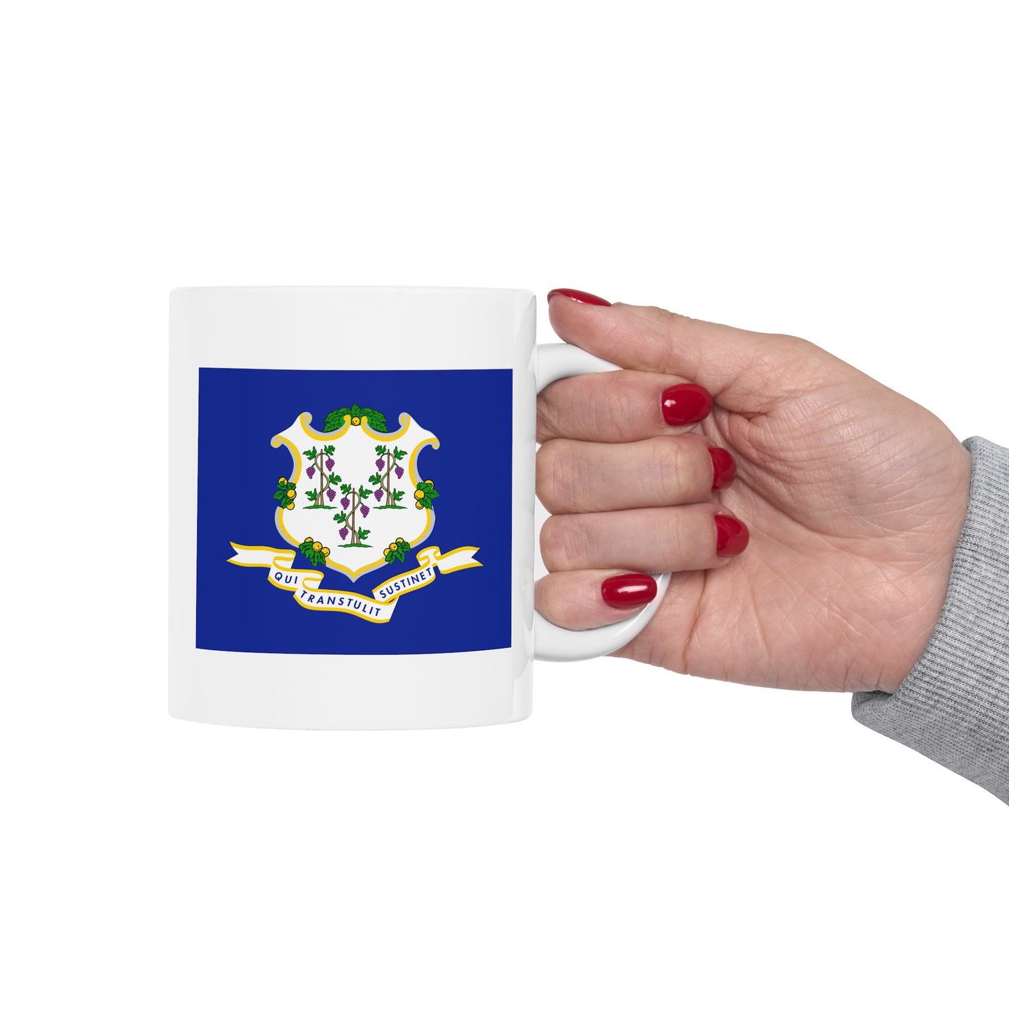 Connecticut State Flag - Double Sided White Ceramic Coffee Mug 11oz by TheGlassyLass.com