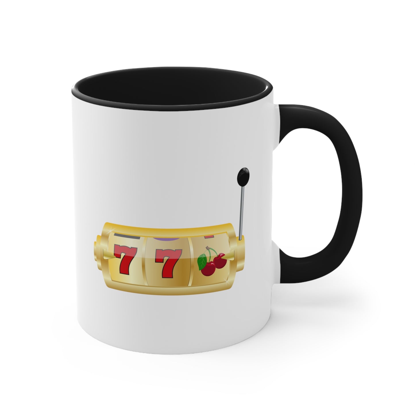 Slot Machine Coffee Mug - Double Sided Black Accent White Ceramic 11oz by TheGlassyLass.com