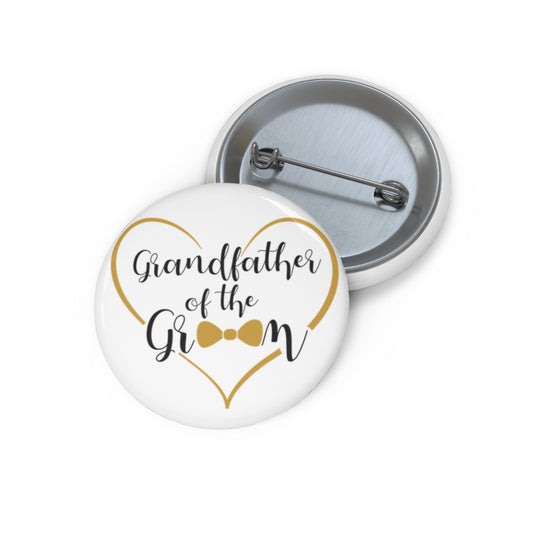Grandfather of the Groom Button 1.25" Round | Wedding Party Design by TheGlassyLass.com