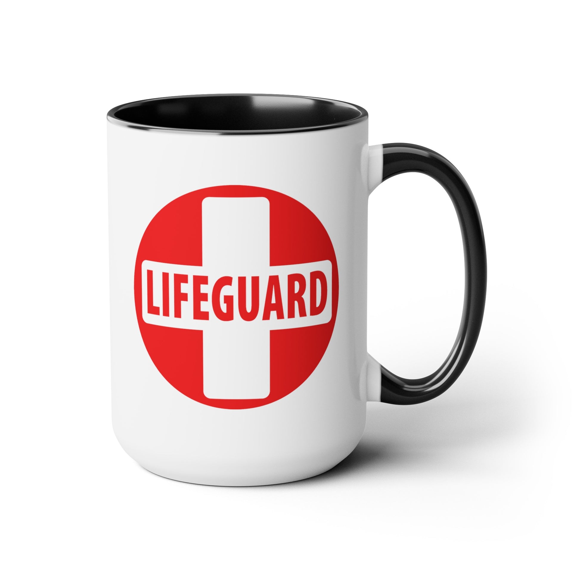 Lifeguard Coffee Mug - Double Sided Black Accent White Ceramic 15oz by TheGlassyLass.com