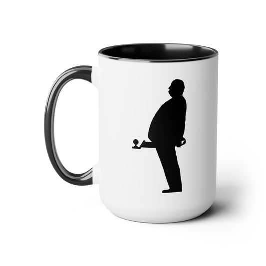Hitchcock Presents Coffee Mug - Double Sided Black Accent White Ceramic 15oz by TheGlassyLass.com