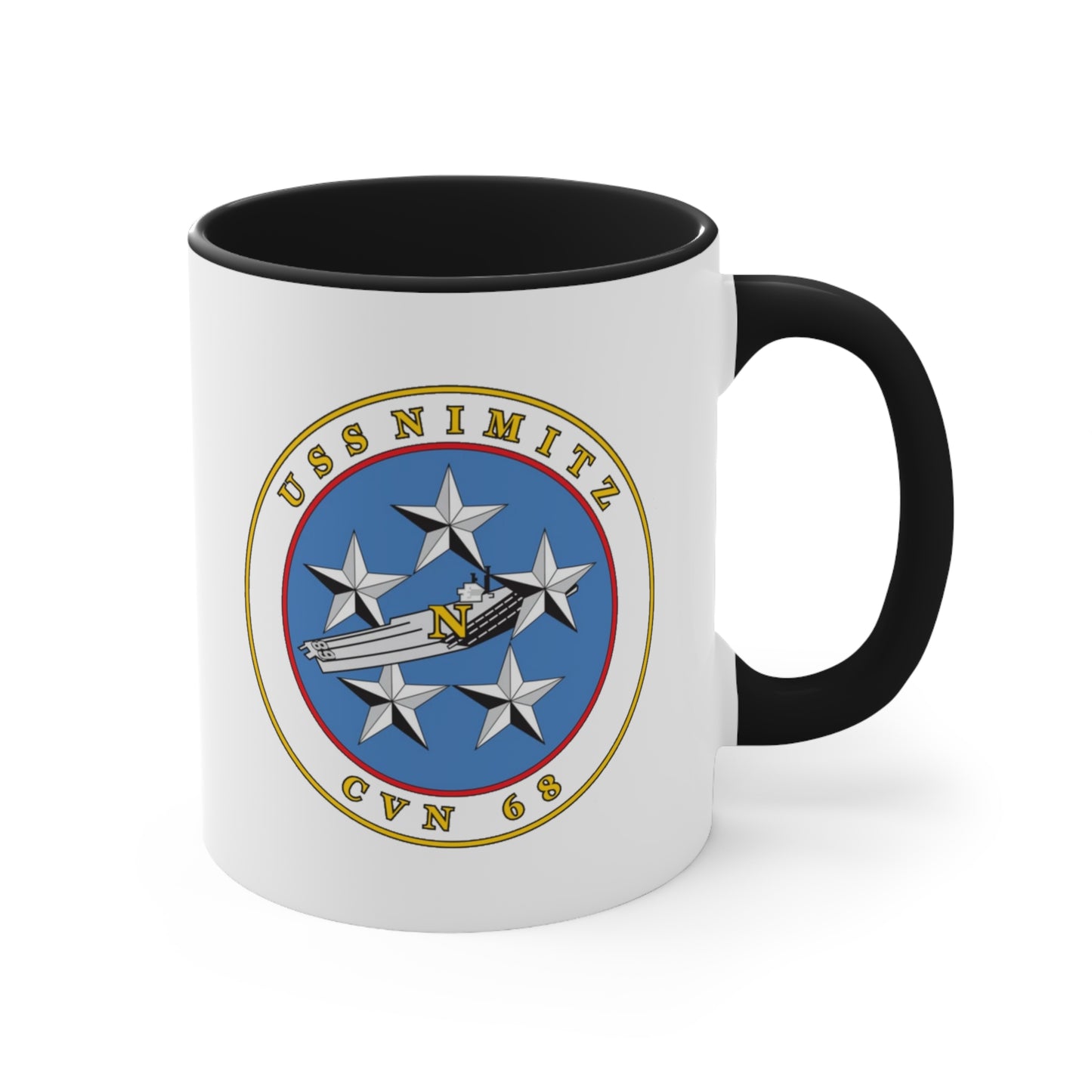 USS Nimitz Coffee Mug - Double Sided Black Accent White Ceramic 11oz by TheGlassyLass.com