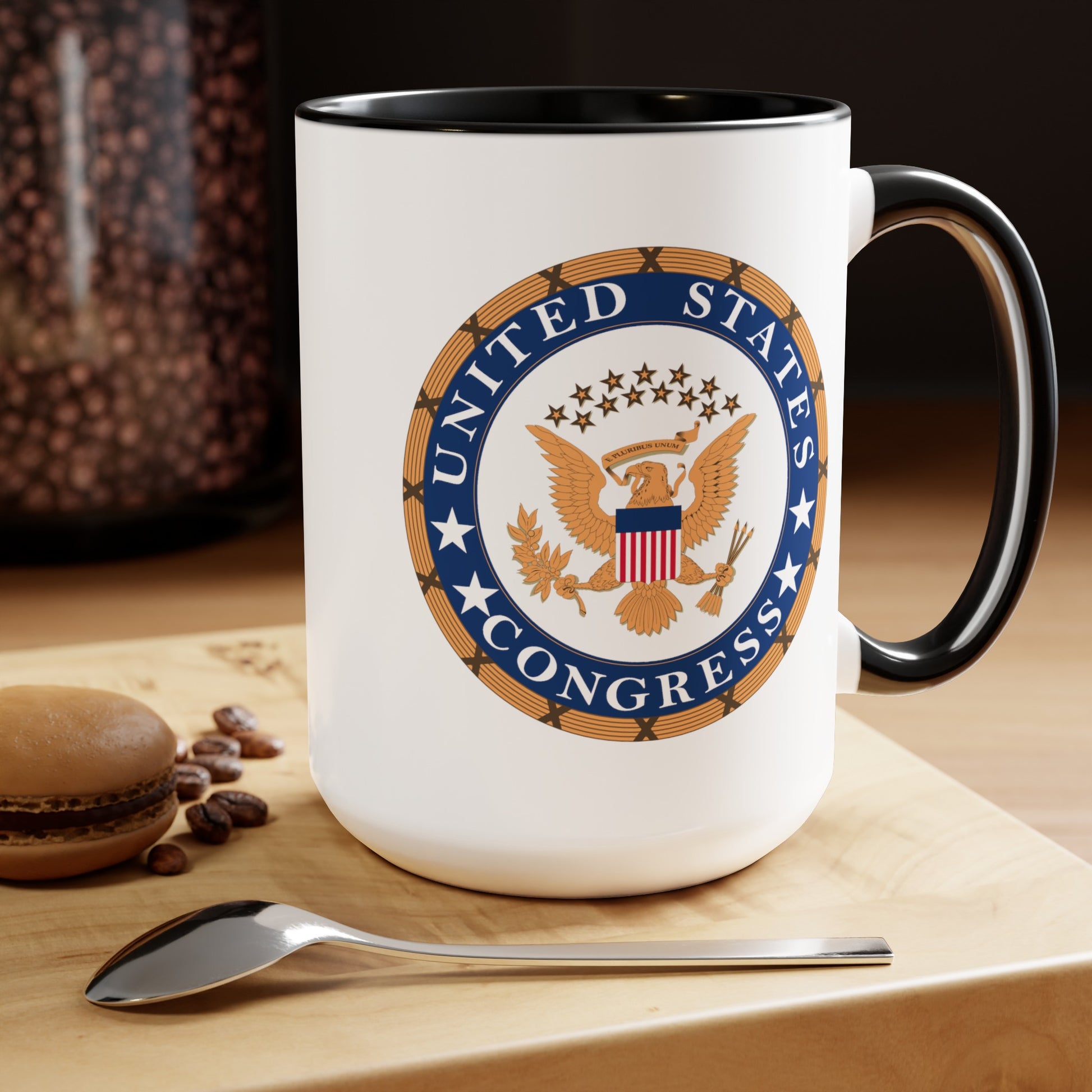 United States Congress Coffee Mug - Double Sided Black Accent White Ceramic 15oz by TheGlassyLass.com