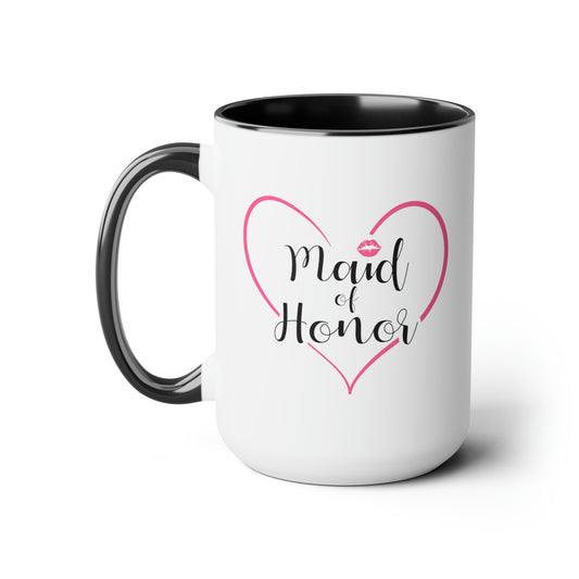 Maid of Honor Coffee Mug - Double Sided Black Accent Ceramic 15oz by TheGlassyLass.com