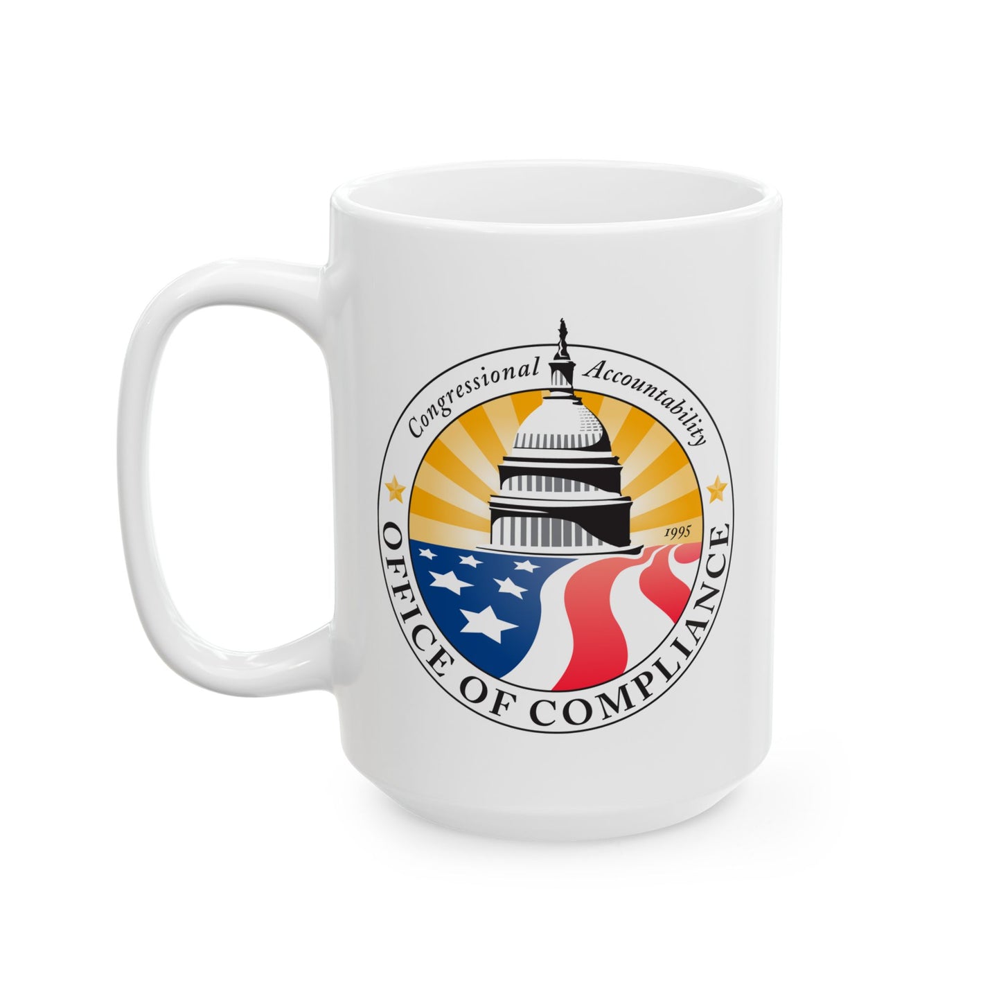 Congressional Accountability Office of Compliance Coffee Mug - Double Sided Print, White Ceramic, 15oz by TheGlassyLass