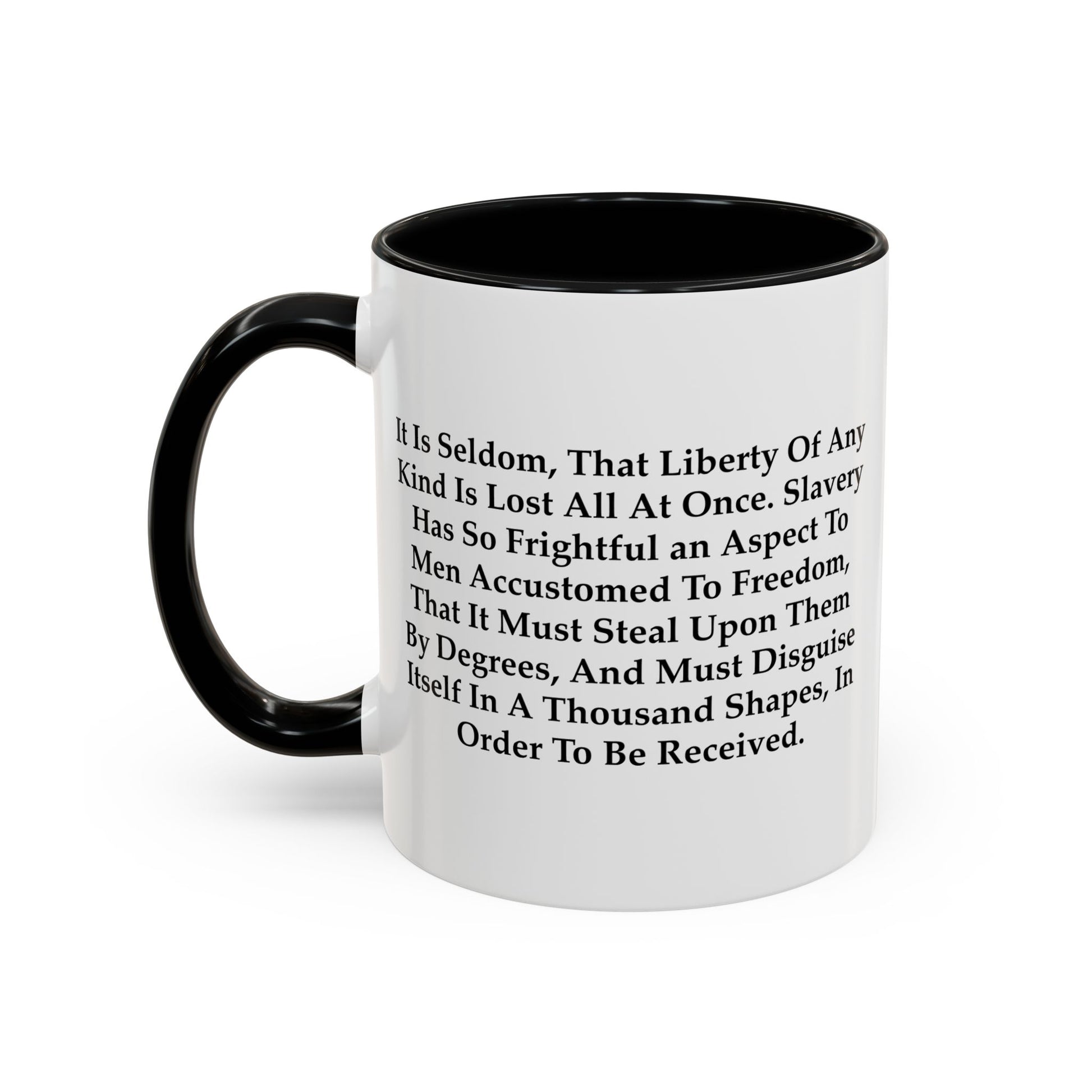 Liberty Lost Coffee Mug - Double Sided Black Accent White Ceramic 11oz by TheGlassyLass.com