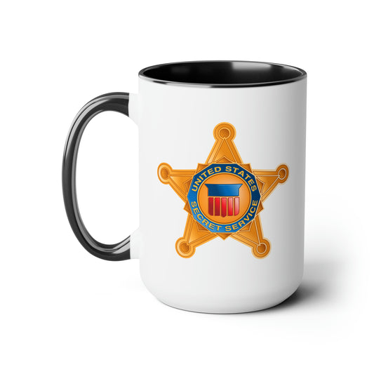 US Secret Service Coffee Mugs - Double Sided Black Accent White Ceramic 15oz by TheGlassyLass.com