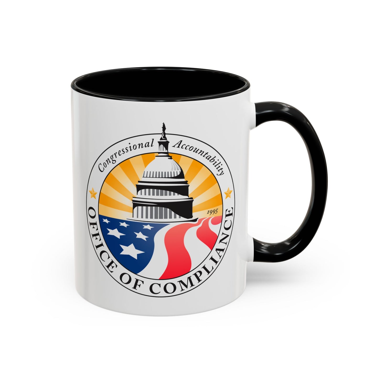 Congressional Accountability Office of Compliance Coffee Mug - Double Sided Print, Black Accent White Ceramic, 11oz by TheGlassyLass.com