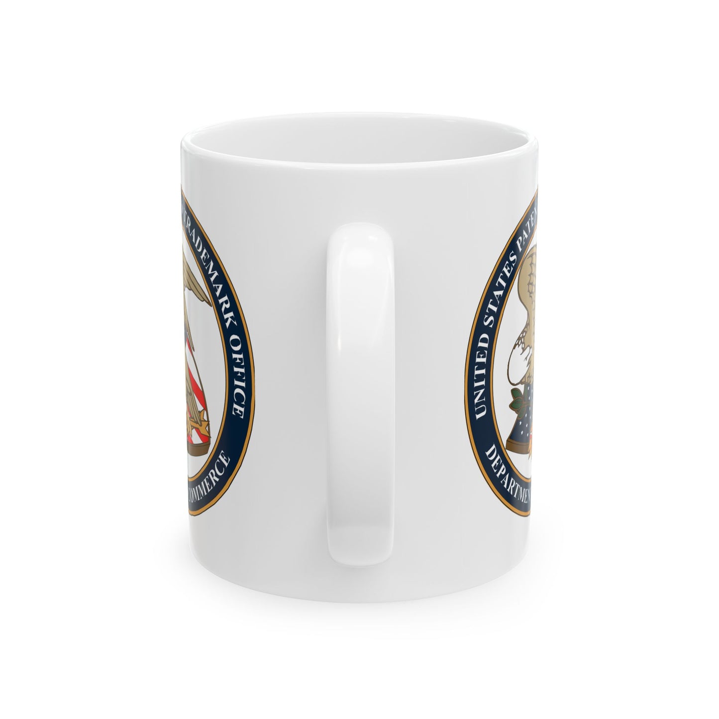 United States Patent and Trademark Office Coffee Mug - Double Sided Print, White Ceramic, 11oz by TheGlassyLass.com