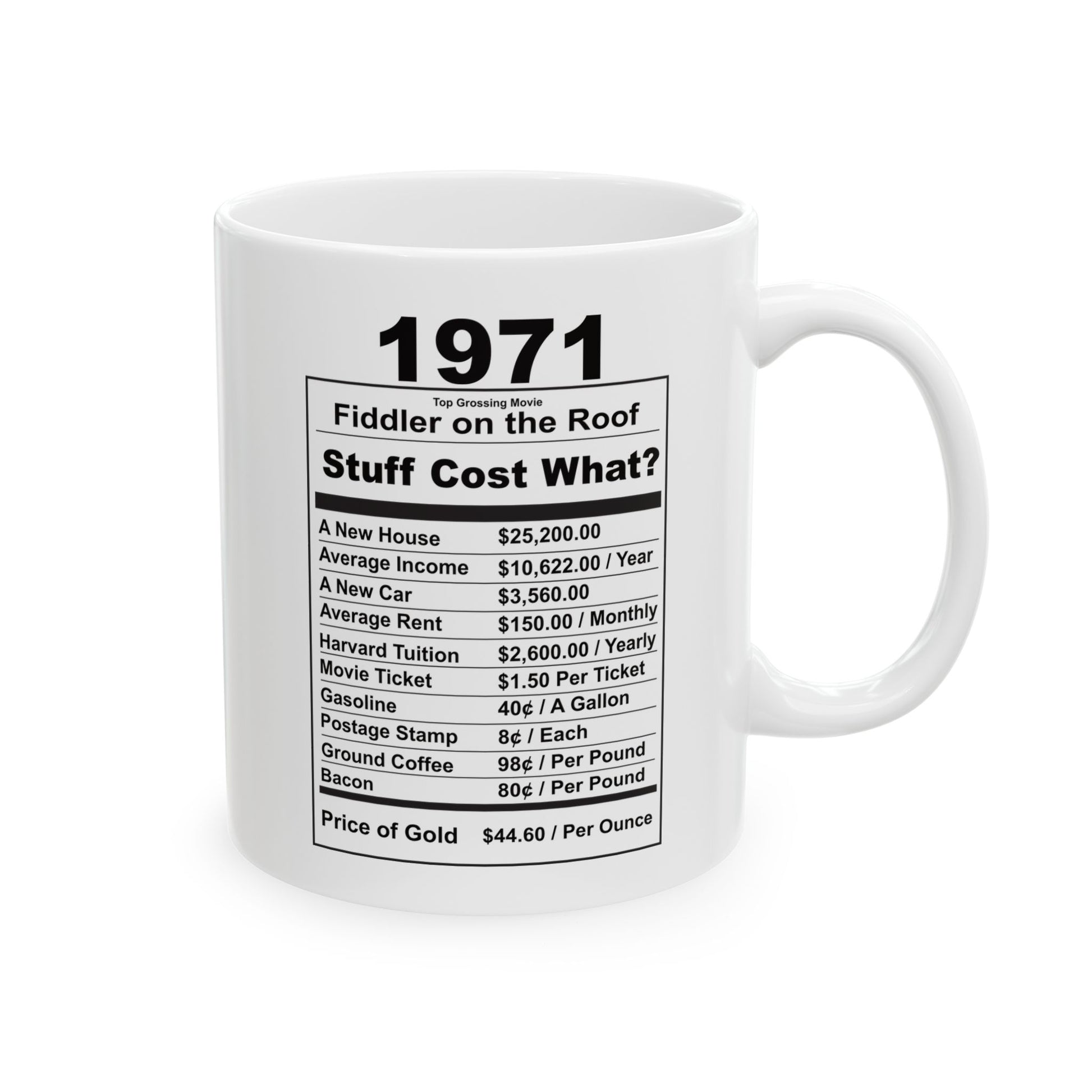 Keepin it Real Since 1971 Coffee Mug - Double Sided Print, White Ceramic, 11oz by TheGlassyLass.com