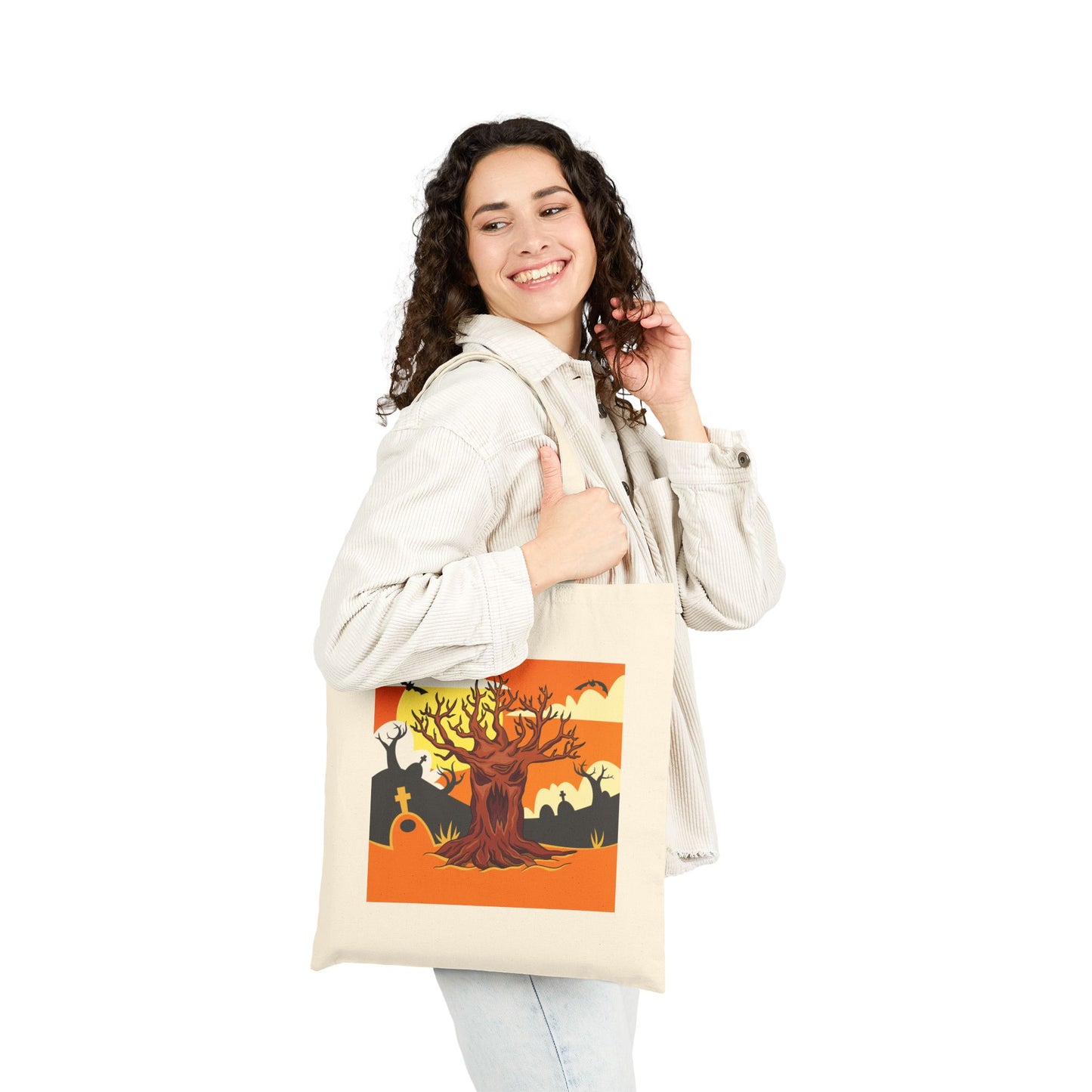 Halloween Haunted Tree Trick or Treat Tote Bag - Heavyweight 100% Cotton Canvas by TheGlassyLass.com
