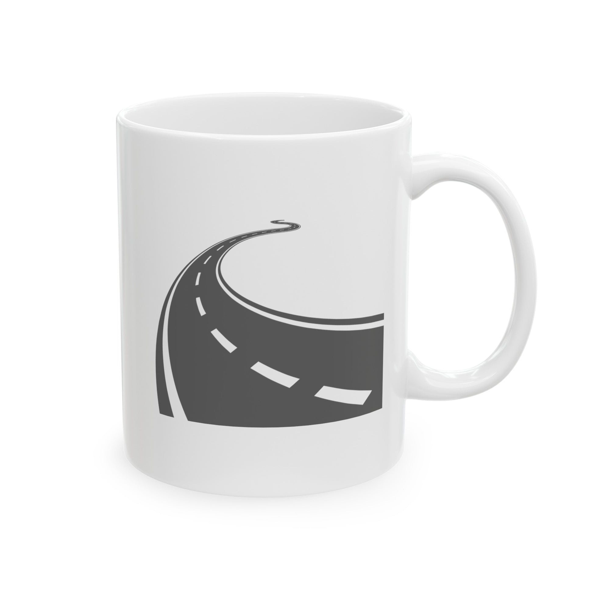 Long and Winding Road Coffee Mug - Double Sided White Ceramic 11oz by TheGlassyLass.com