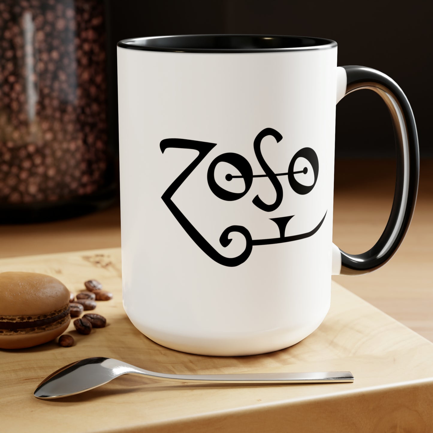 Jimmy Page ZOSO Led Zeppelin IV Coffee Mug - Double Sided Black Accent White Ceramic 15oz by TheGlassyLass.com