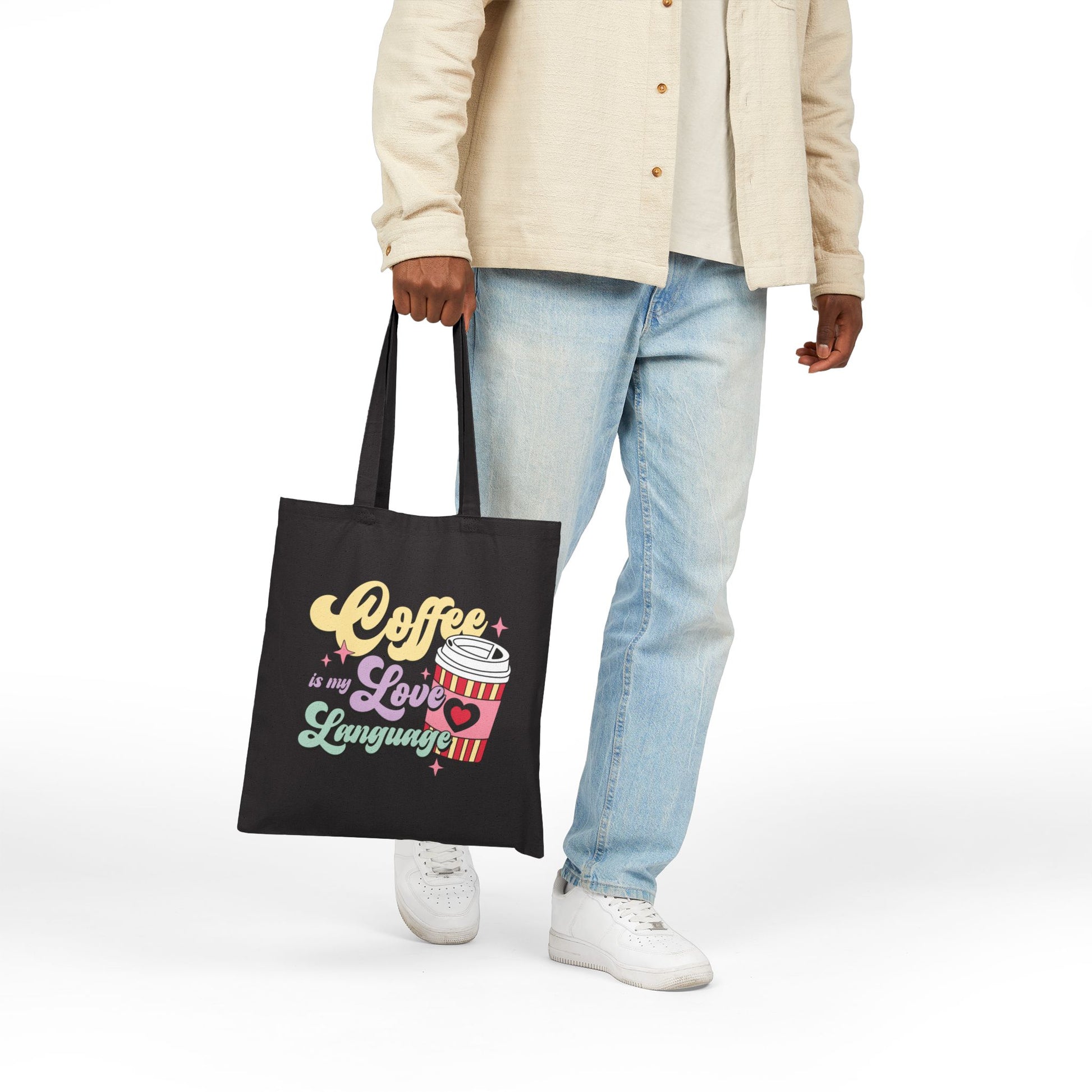 Coffee Is My Love Language Logo Tote Bag - Heavyweight 100% Cotton Canvas by TheGlassyLass.com