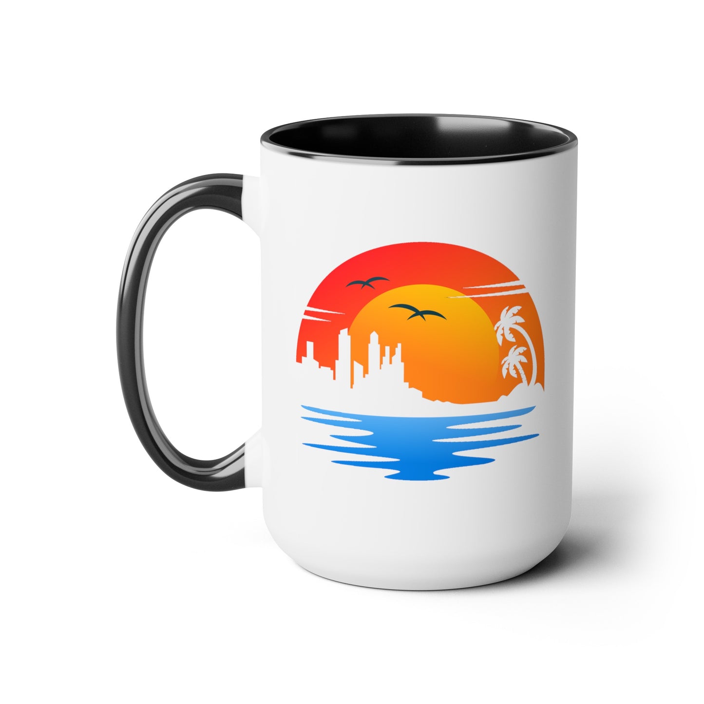 Life's a Beach Coffee Mug - Double Sided Black Accent White Ceramic 15oz by TheGlassyLass.com