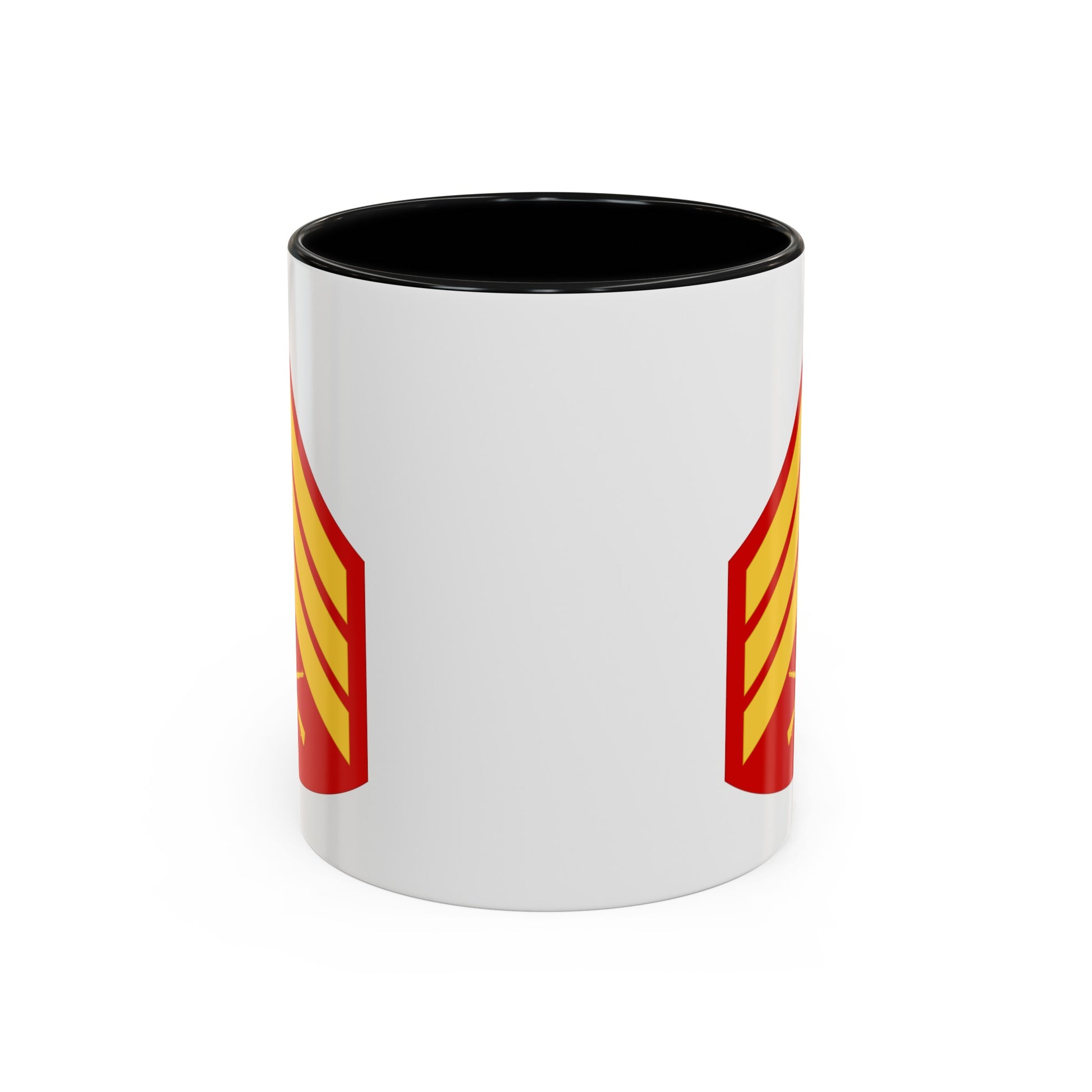 United States Marine Corps Sergeant (E-5) Chevron Coffee Mug - Double Sided Black Accent White Ceramic 11oz - by TheGlassyLass.com