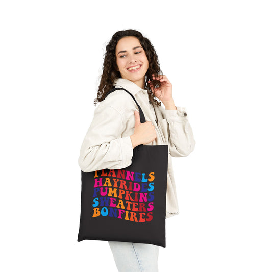 Flannels Hayrides Pumpkins... Logo Tote Bag - Heavyweight 100% Cotton Canvas by TheGlassyLass.com