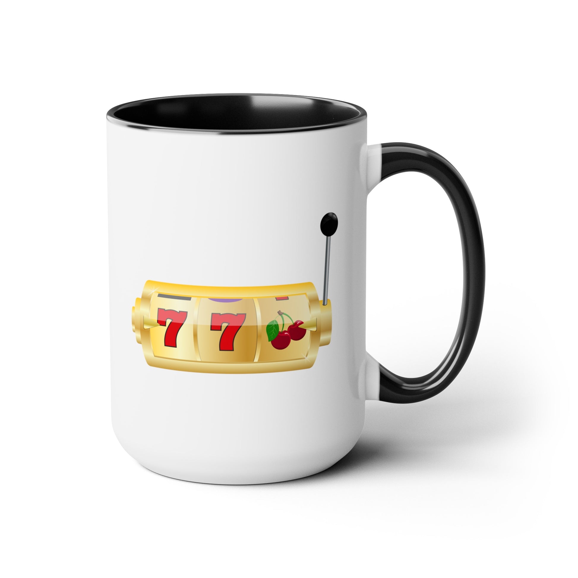 Slot Machine Coffee Mug - Double Sided Black Accent White Ceramic 15oz by TheGlassyLass.com